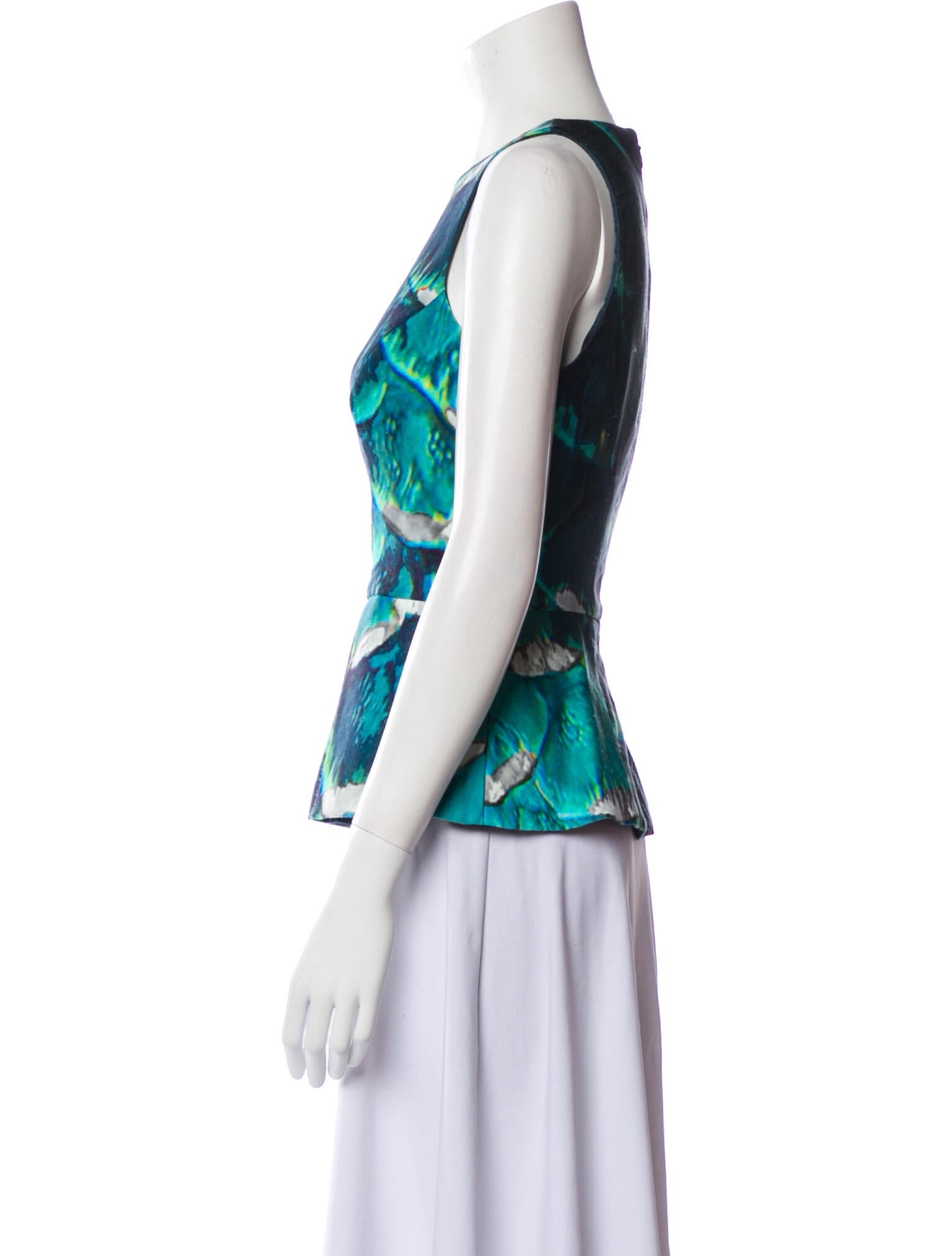 Monique Lhuillier Printed Bateau Neckline Top