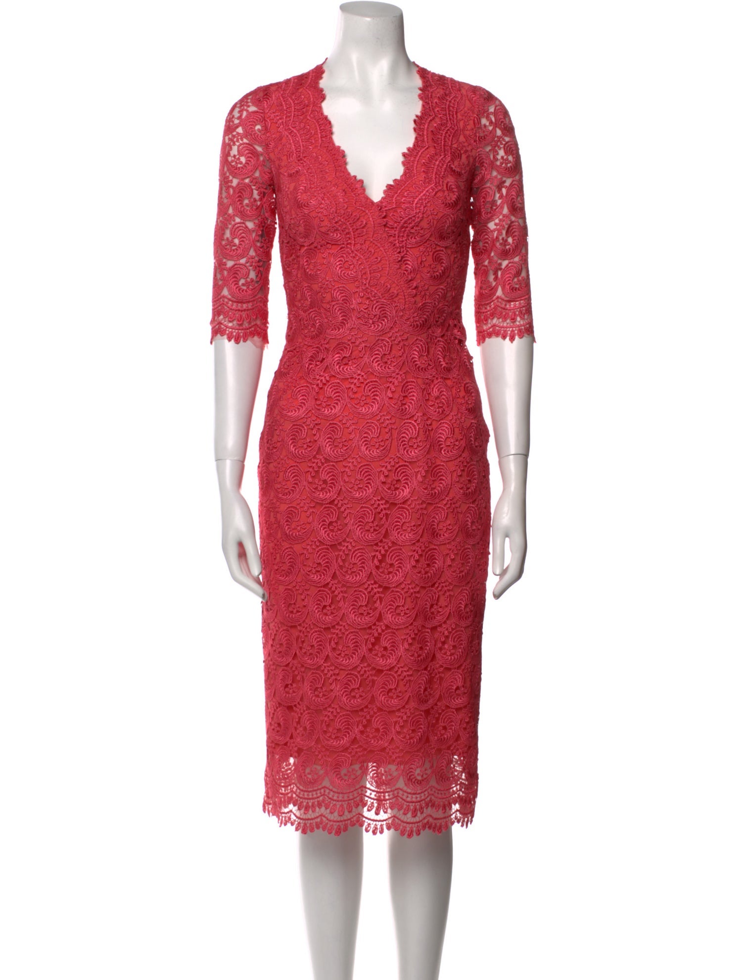 Monique Lhuillier Lace Pattern Midi Length Dress