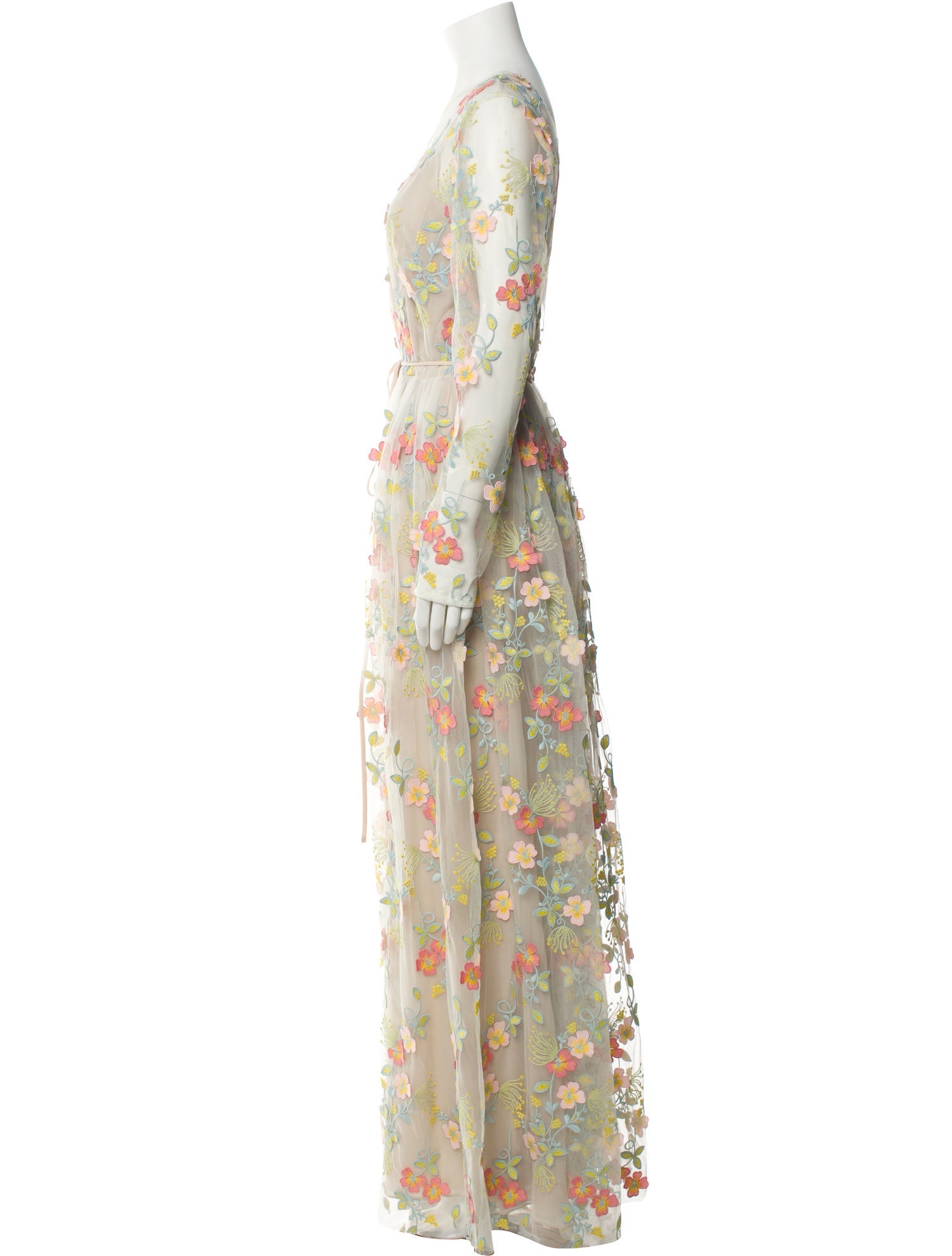 Monique Lhuillier Floral Print Long Dress w/ Tags