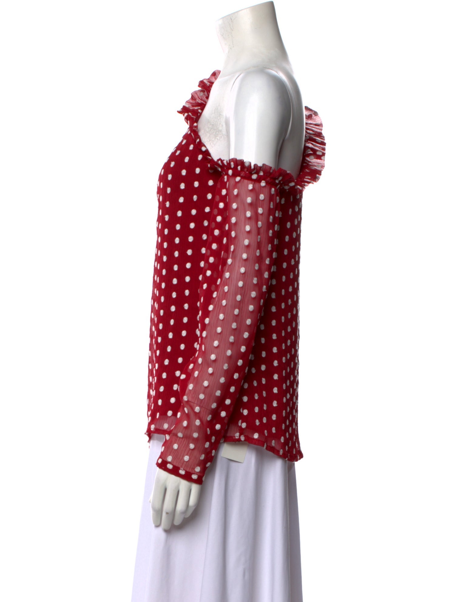 Monique Lhuillier Polka Dot Print One-Shoulder Blouse