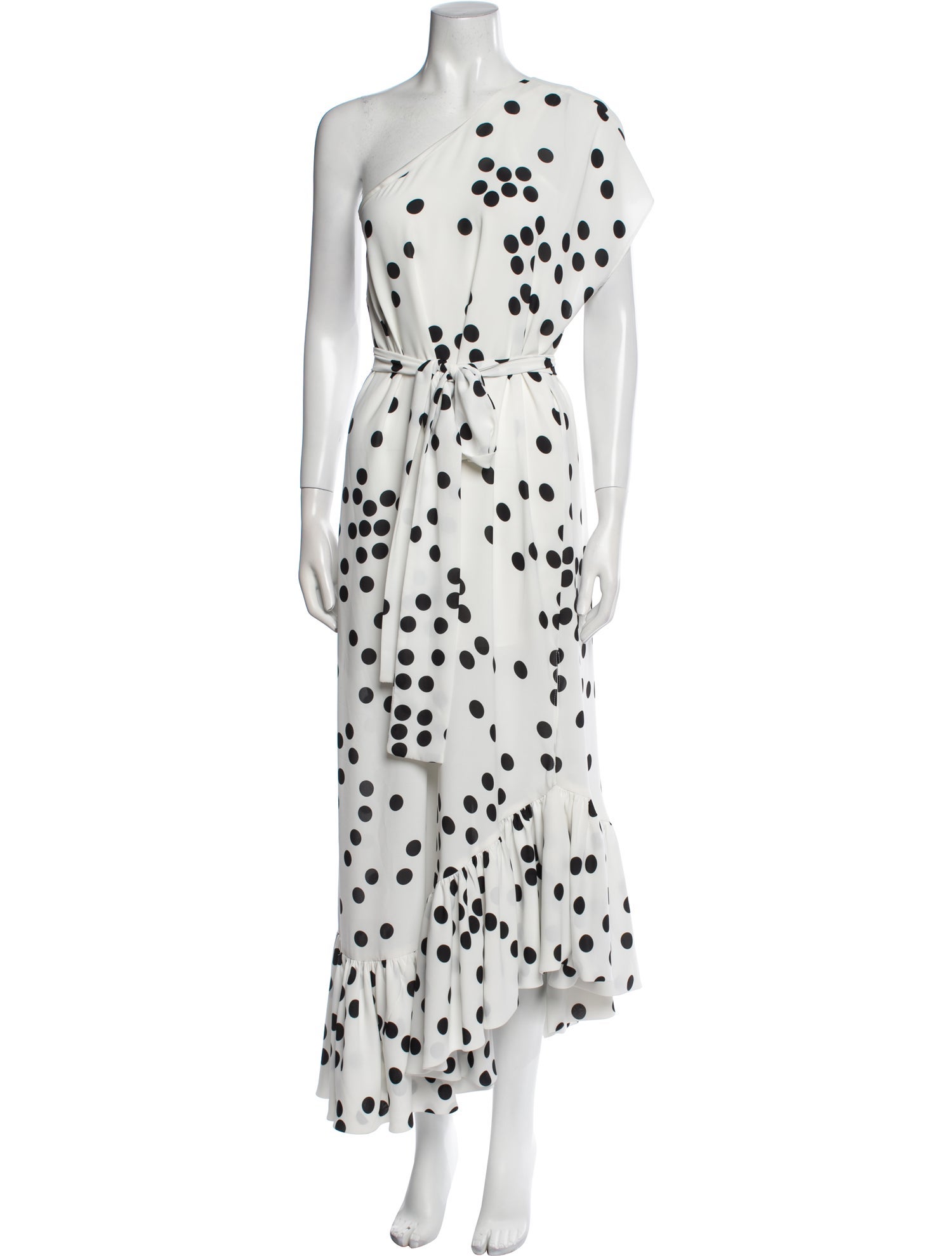 Monique Lhuillier Polka Dot Print Long Dress