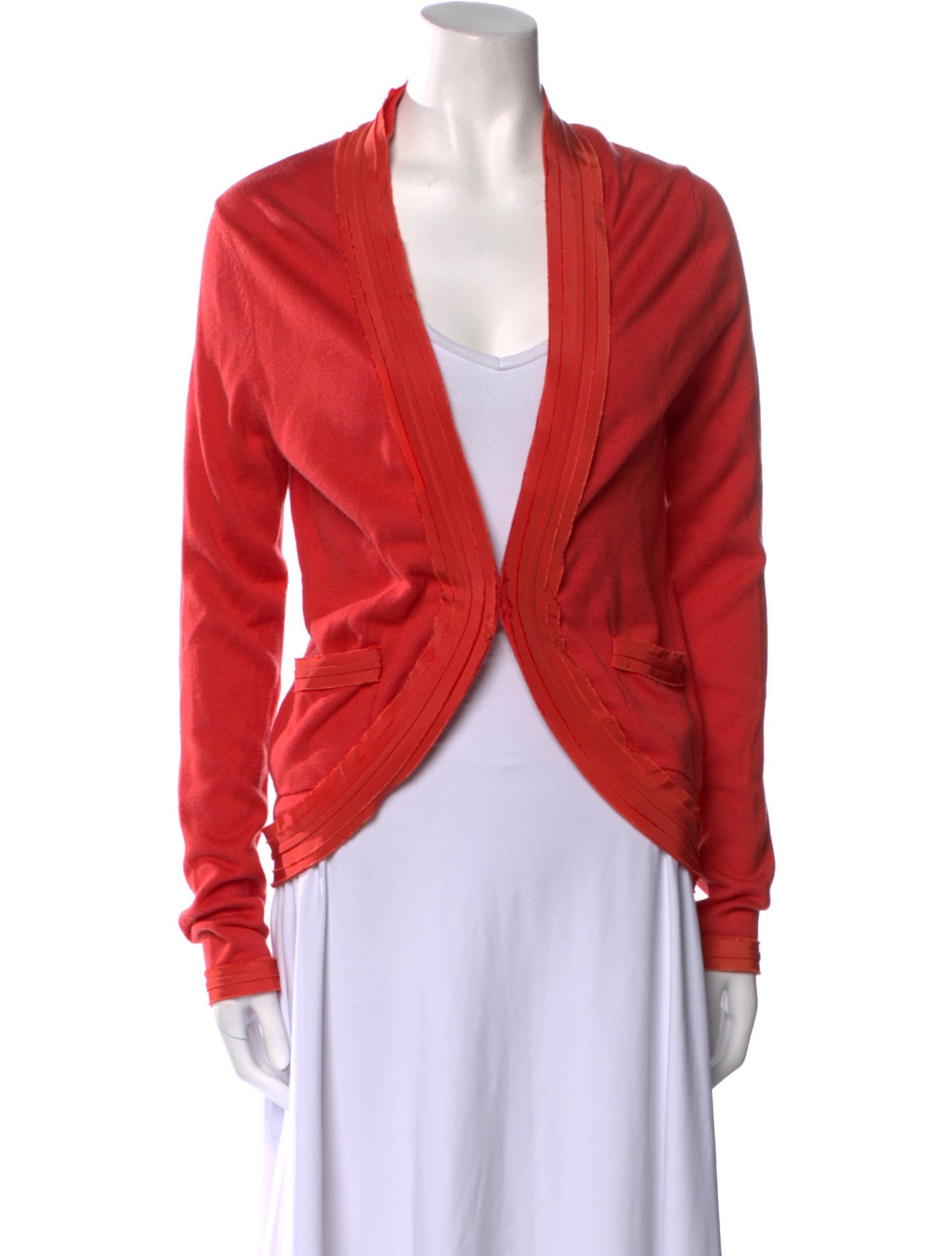 Monique Lhuillier Silk V-Neck Sweater