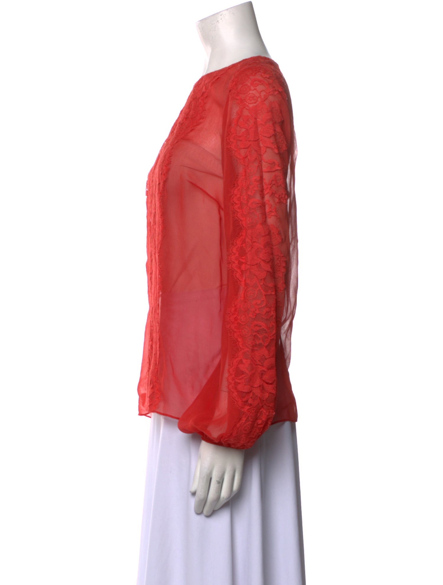 Monique Lhuillier Silk Bateau Neckline Blouse