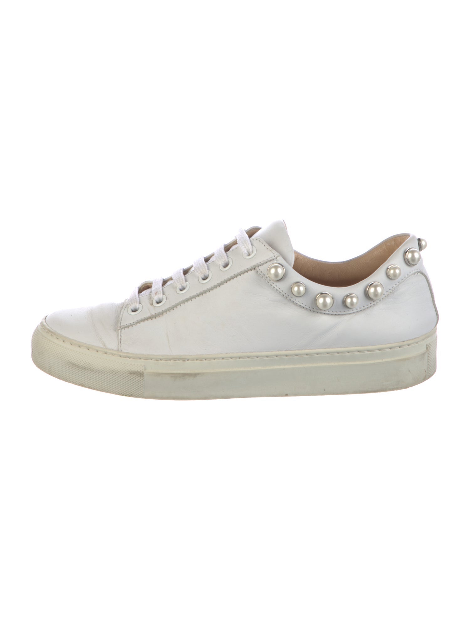 Monique Lhuillier Leather Studded Accents Sneakers