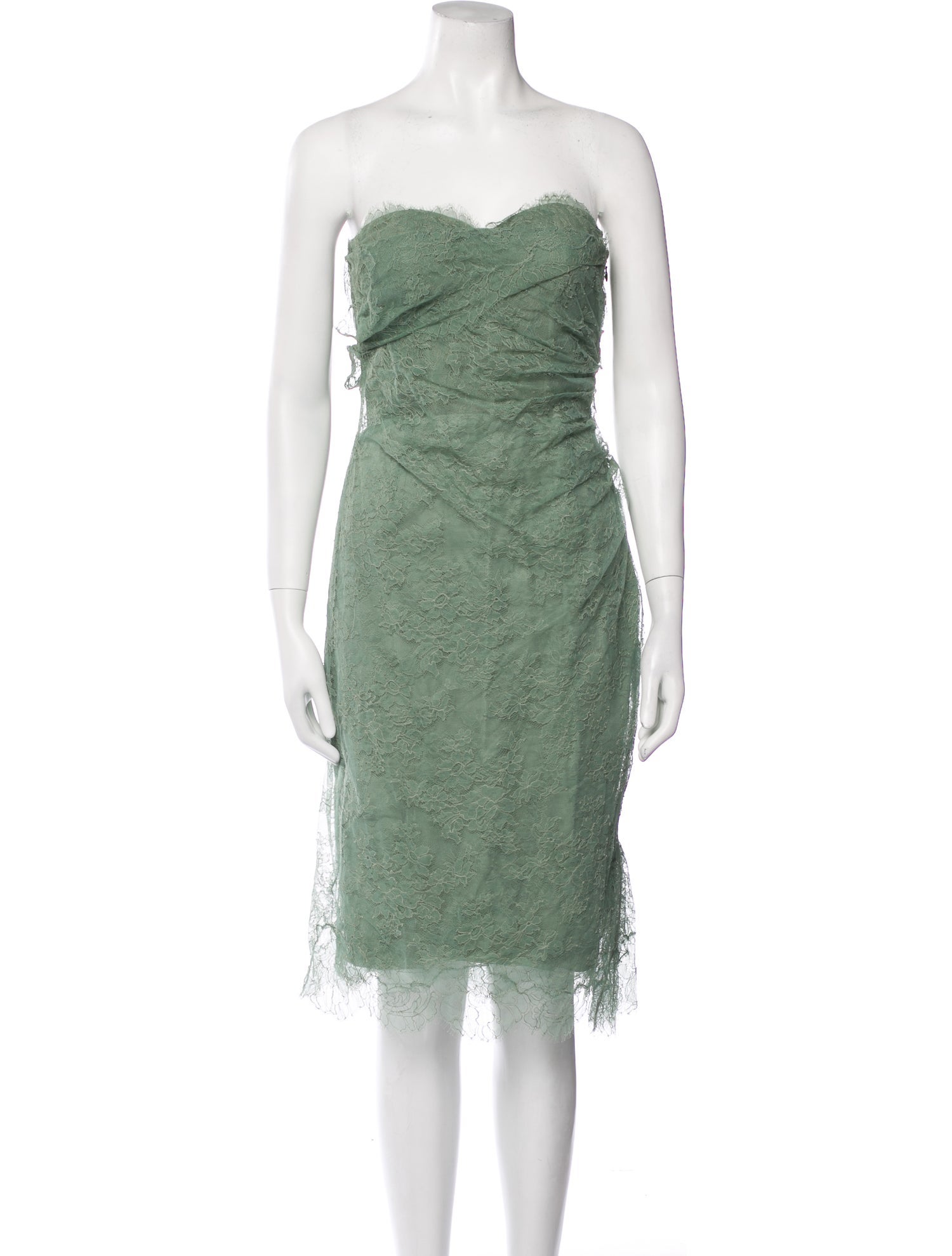 Monique Lhuillier Strapless Midi Length Dress