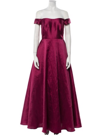 Monique Lhuillier Off-The-Shoulder Long Dress