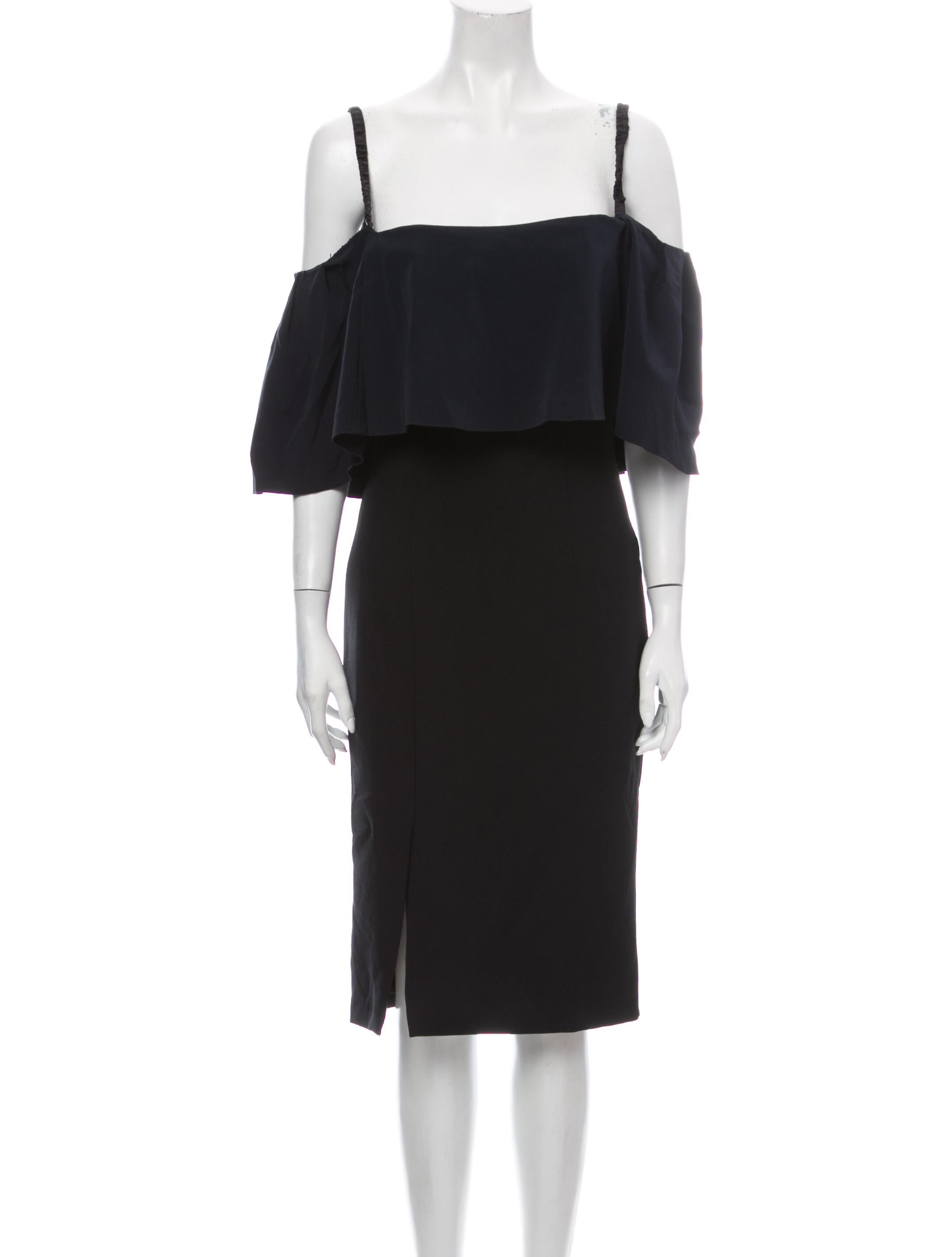 Monique Lhuillier Off-The-Shoulder Knee-Length Dress