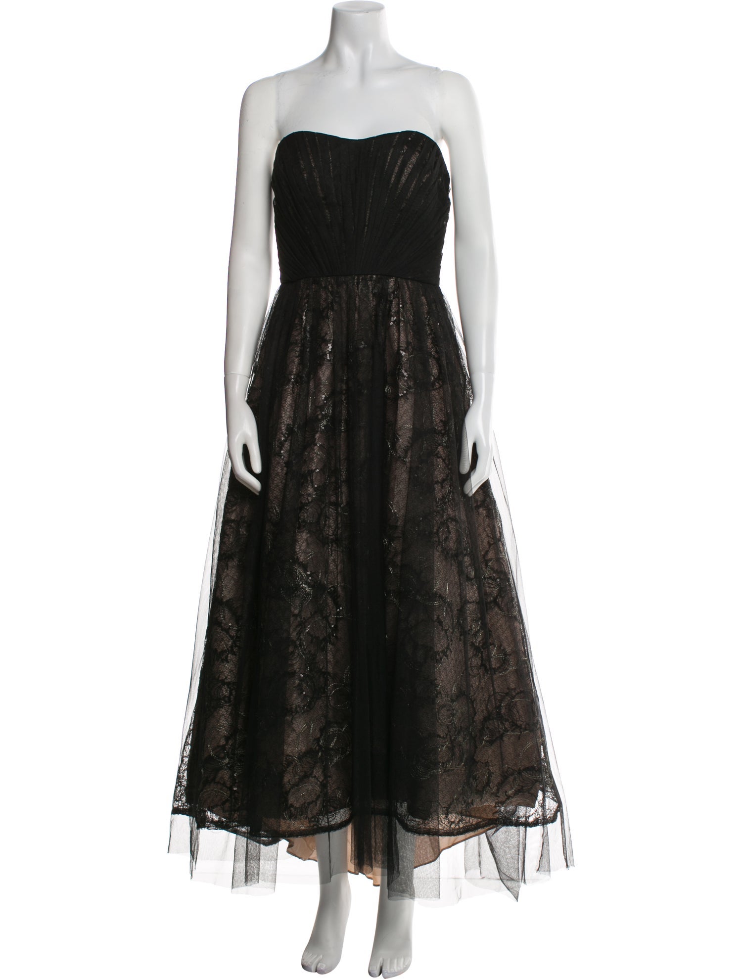 Monique Lhuillier Lace Pattern Long Dress