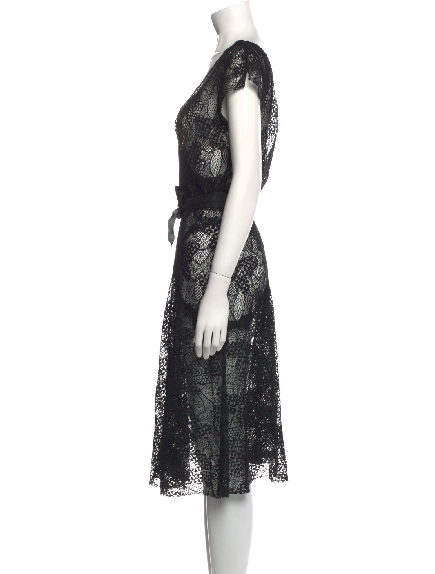 Monique Lhuillier Lace Pattern Midi Length Dress