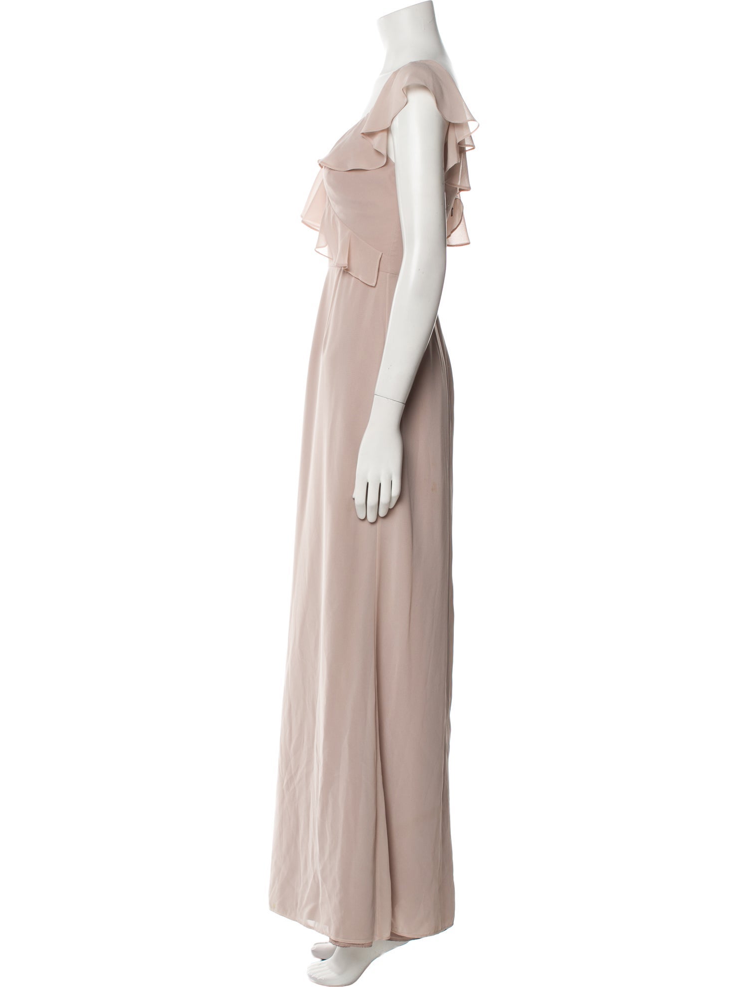 Monique Lhuillier V-Neck Long Dress