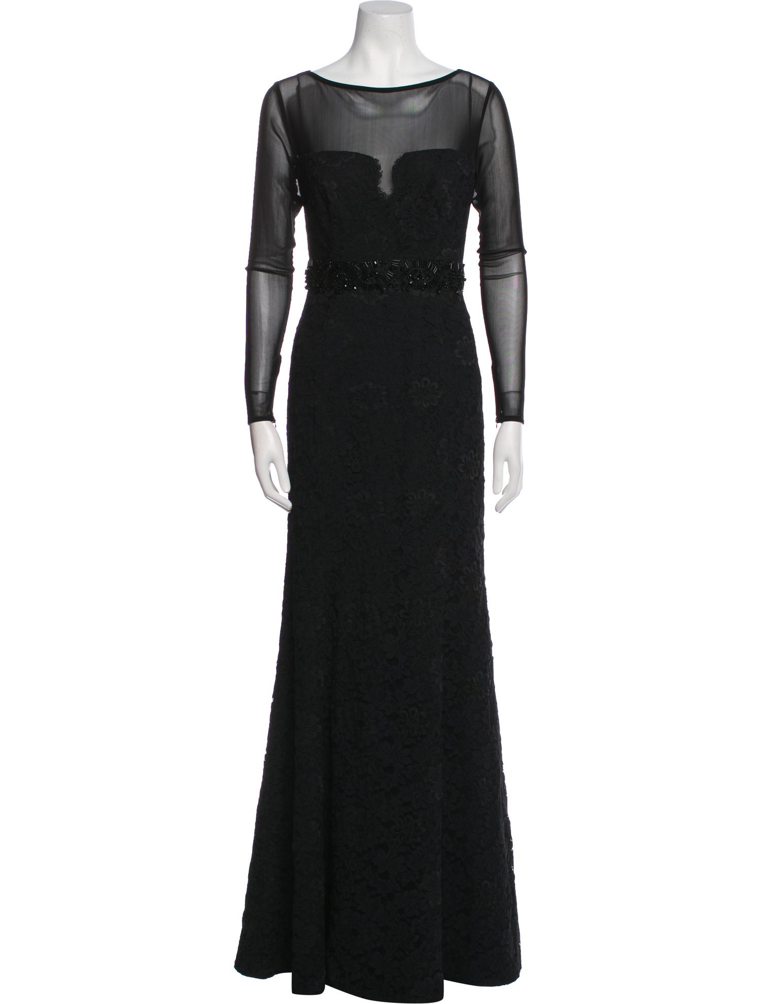 Monique Lhuillier Bateau Neckline Long Dress