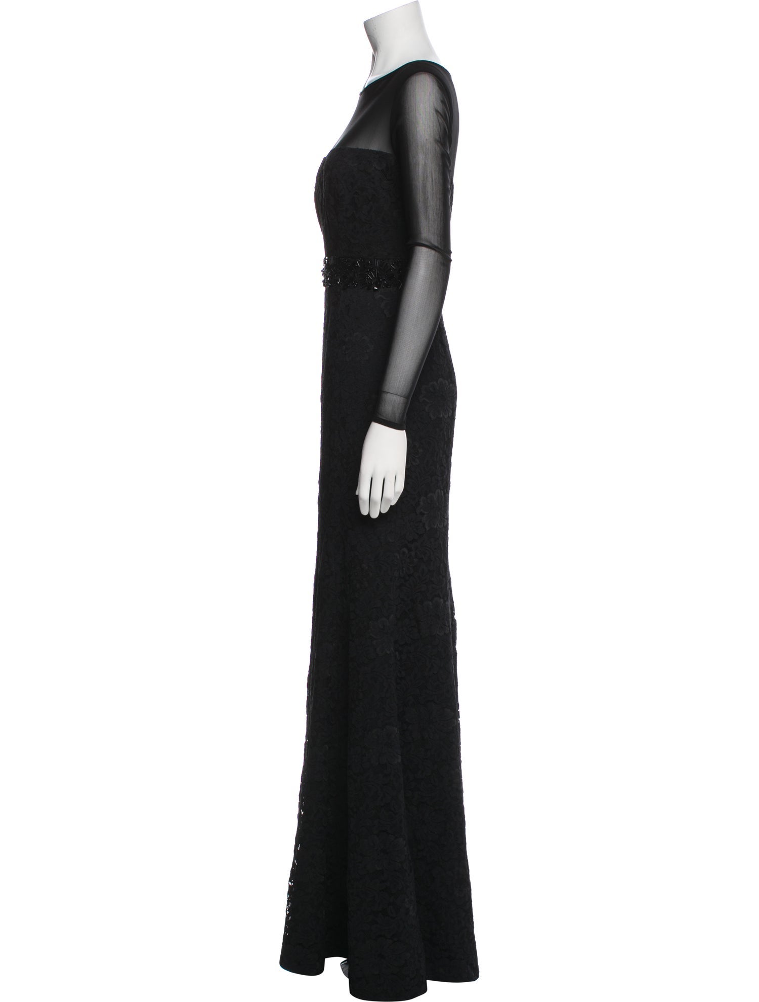 Monique Lhuillier Bateau Neckline Long Dress