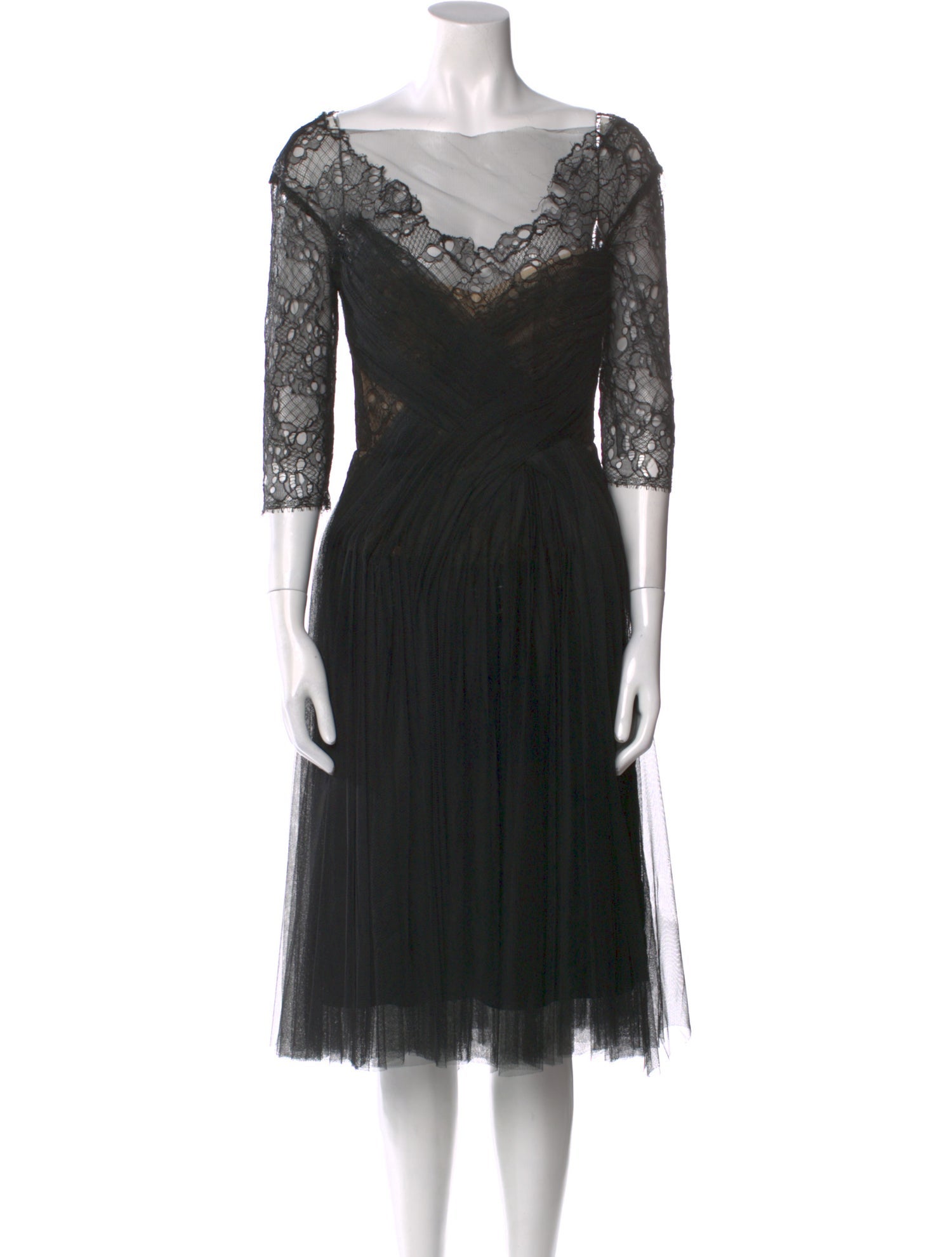 Monique Lhuillier Off-The-Shoulder Midi Length Dress