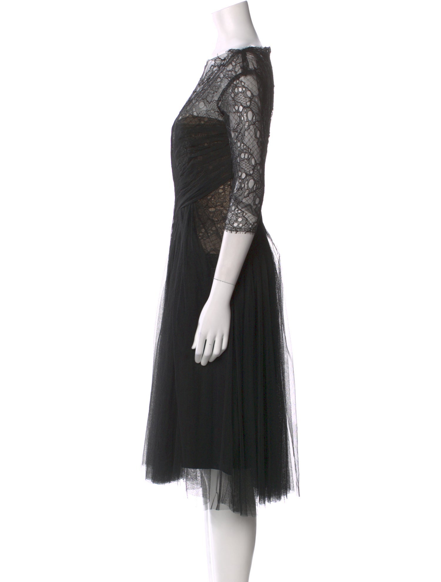 Monique Lhuillier Off-The-Shoulder Midi Length Dress