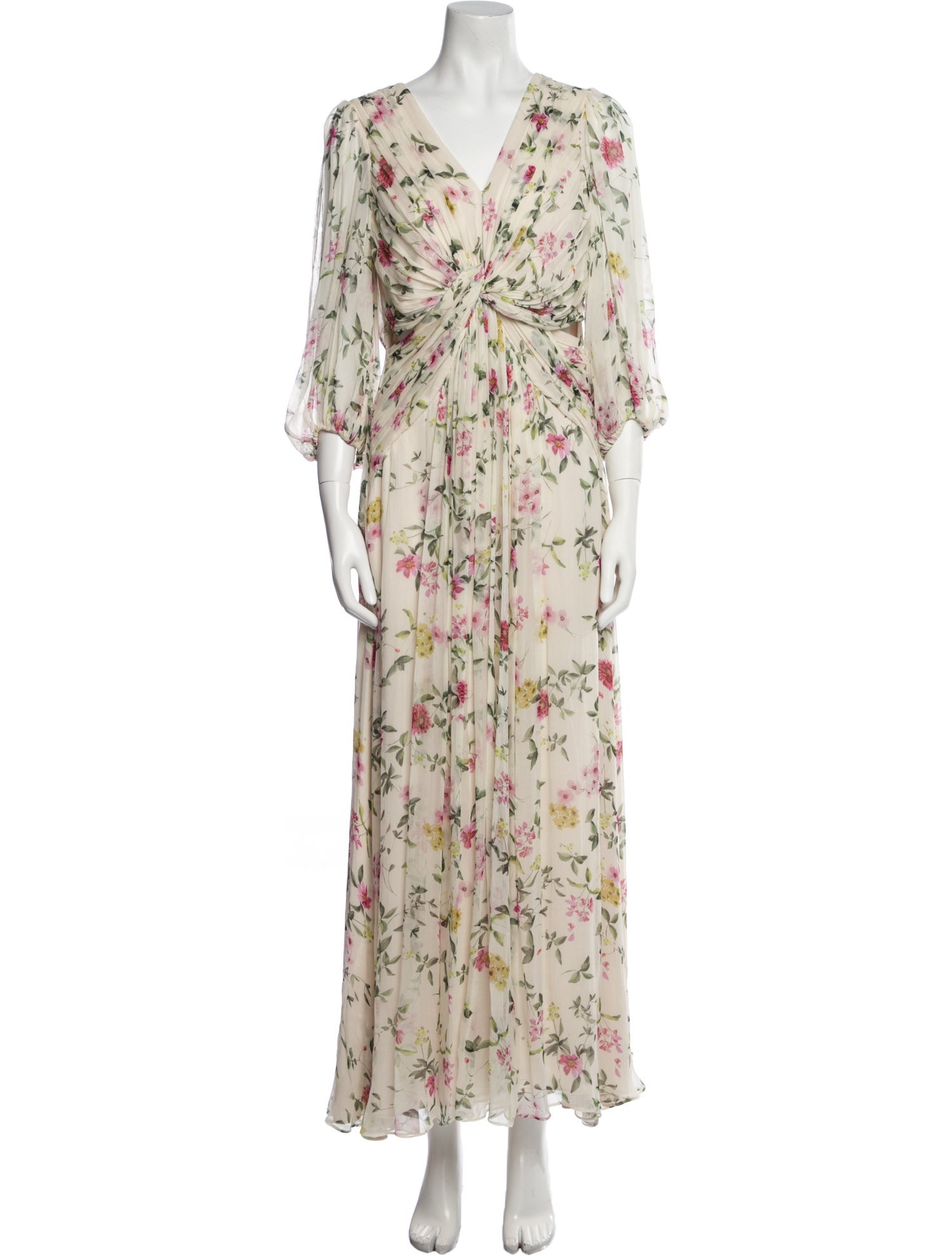 Monique Lhuillier Floral Print Long Dress