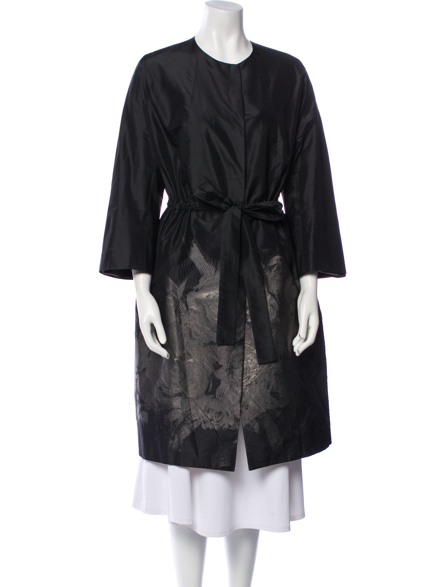 Monique Lhuillier Silk Faux Fur Coat