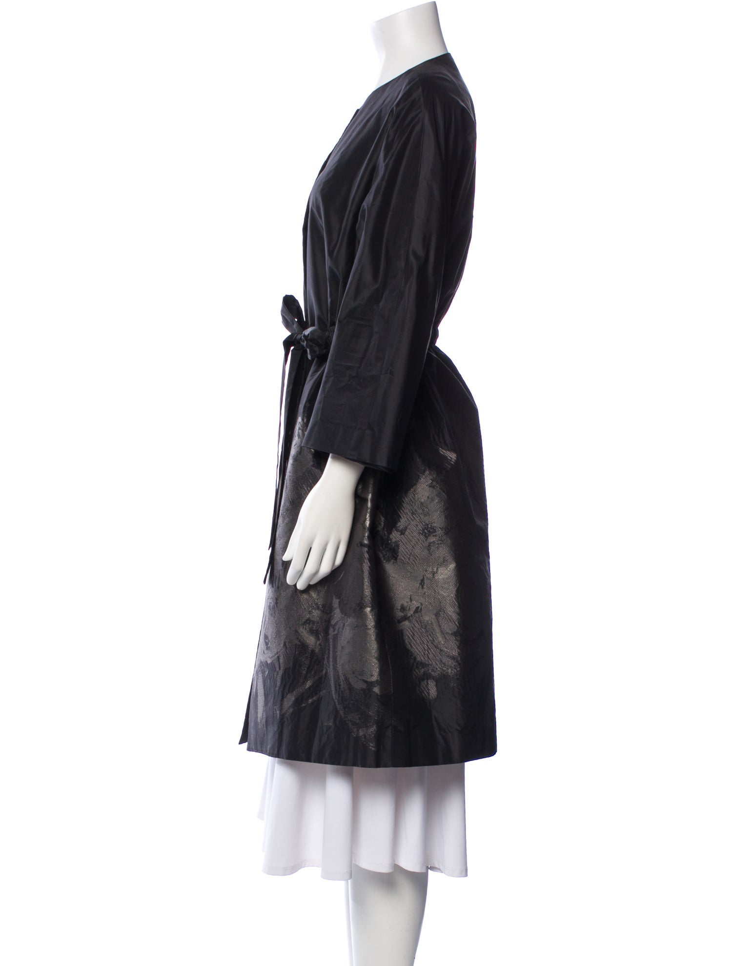 Monique Lhuillier Silk Faux Fur Coat