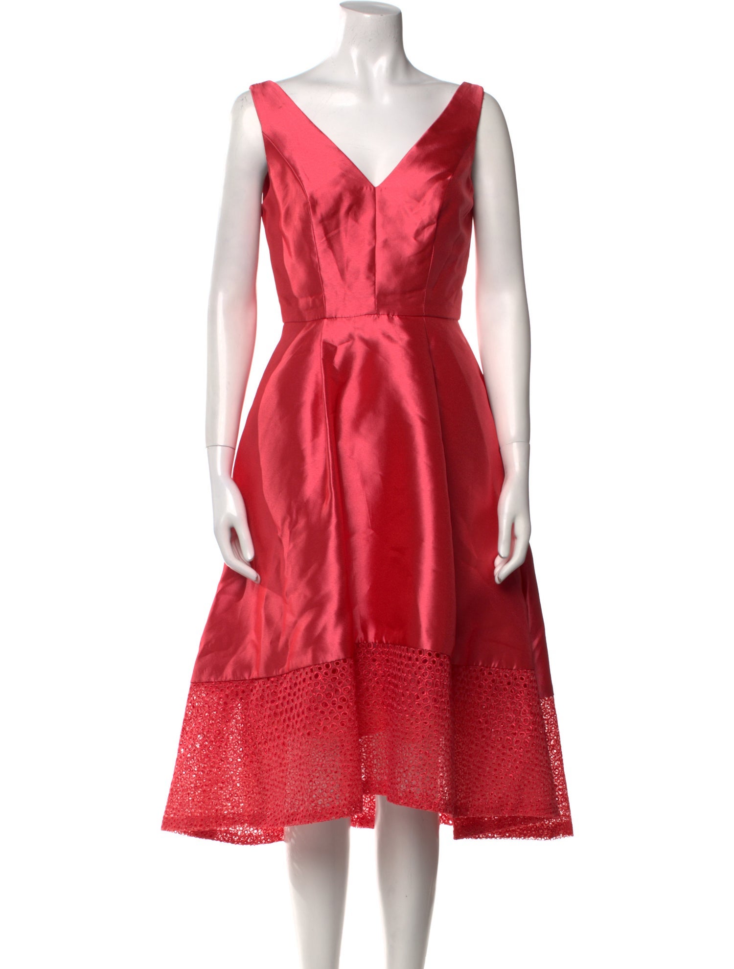 Monique Lhuillier V-Neck Midi Length Dress