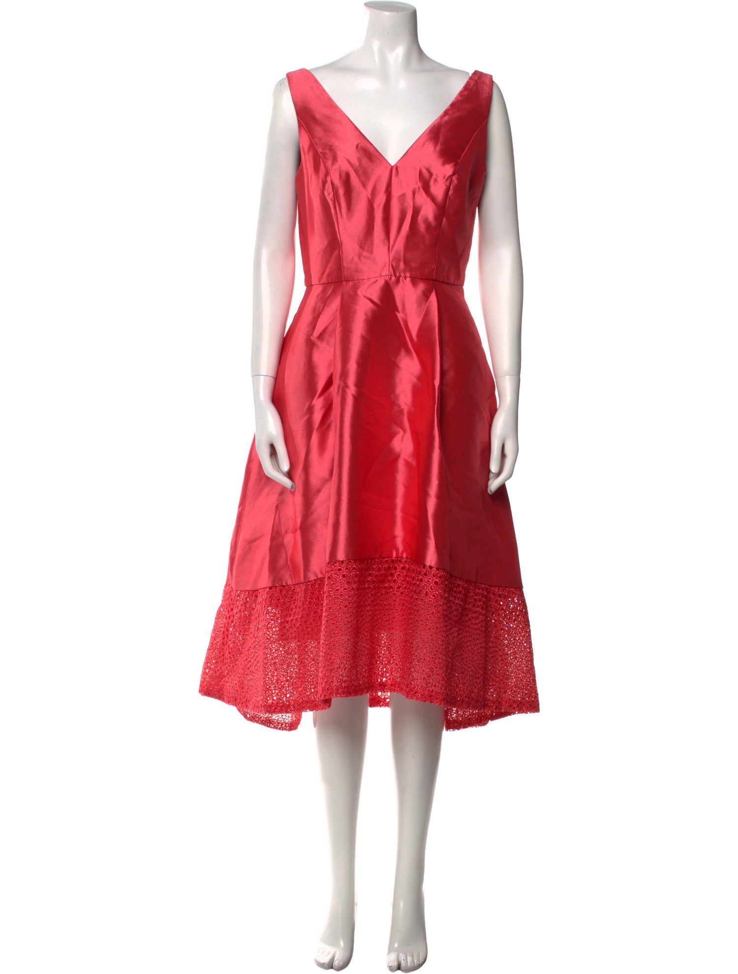 Monique Lhuillier V-Neck Midi Length Dress