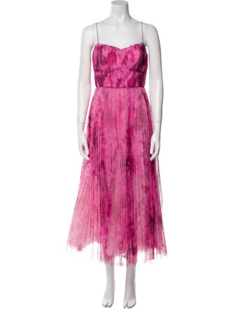 Monique Lhuillier Printed Midi Length Dress