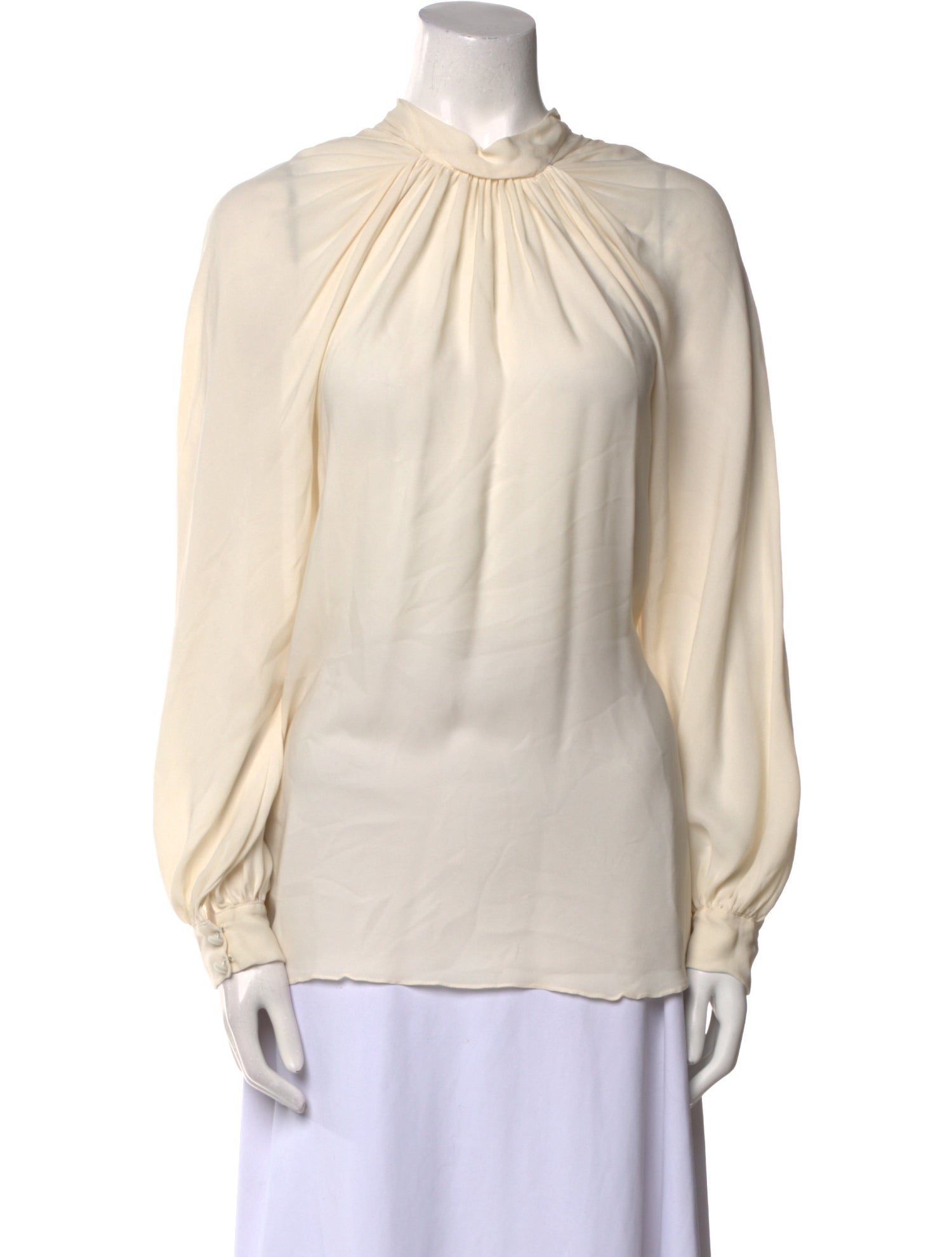 Monique Lhuillier Silk Mock Neck Blouse