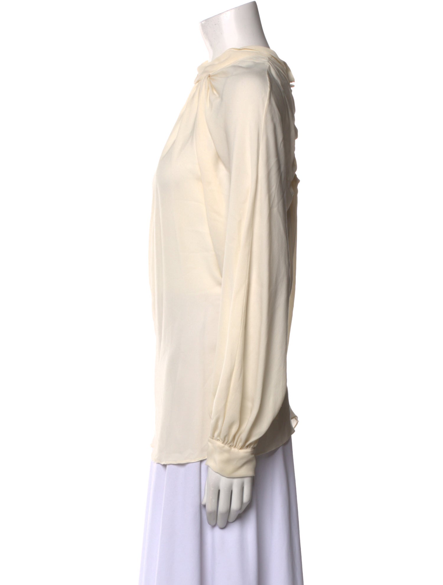 Monique Lhuillier Silk Mock Neck Blouse