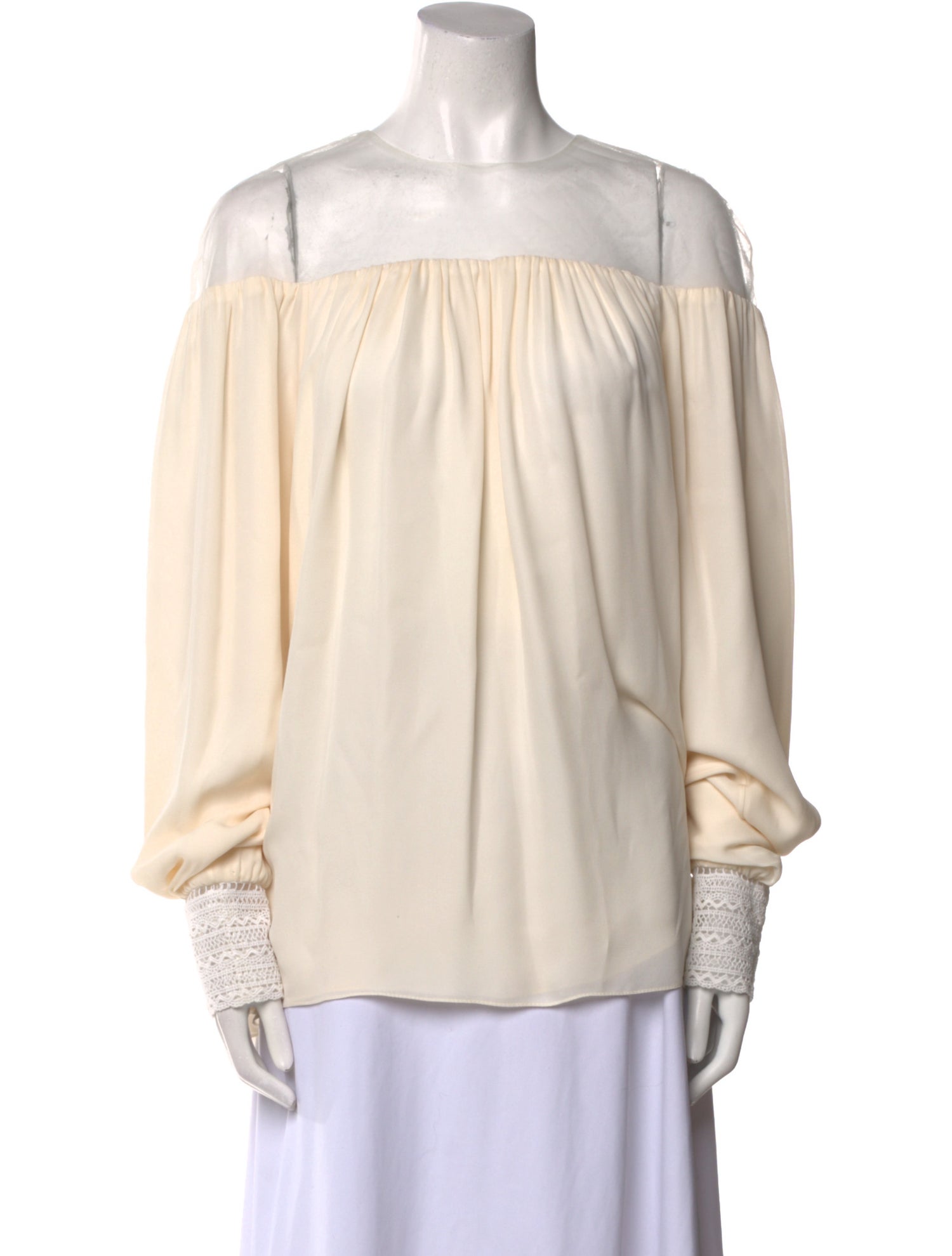 Monique Lhuillier Silk Off-The-Shoulder Blouse w/ Tags