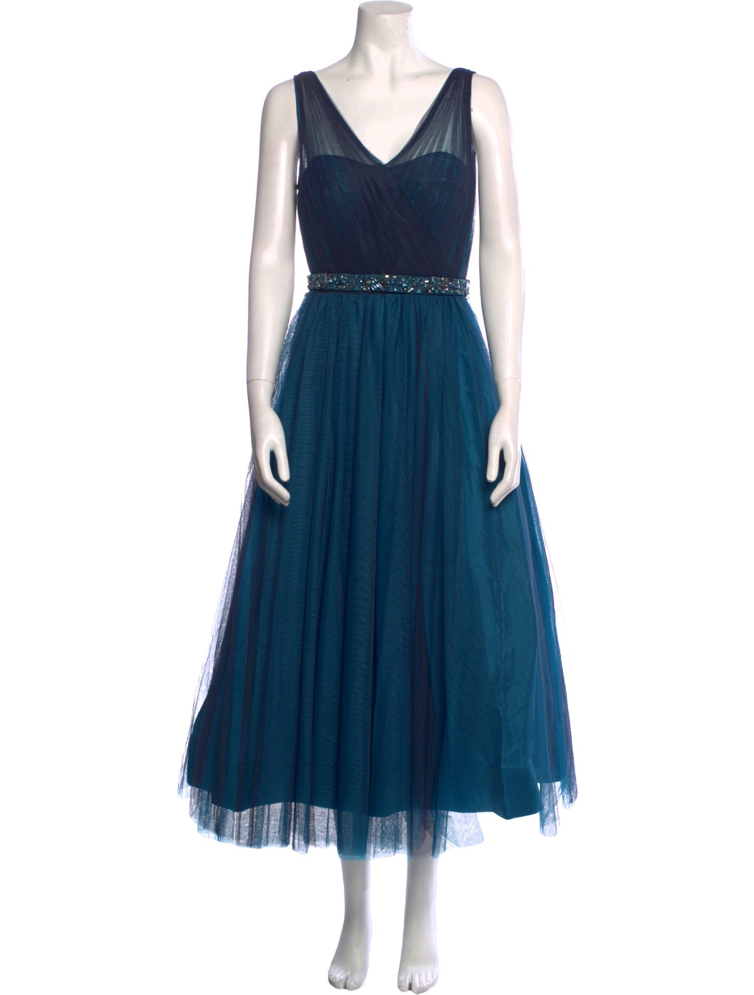 Monique Lhuillier V-Neck Long Dress