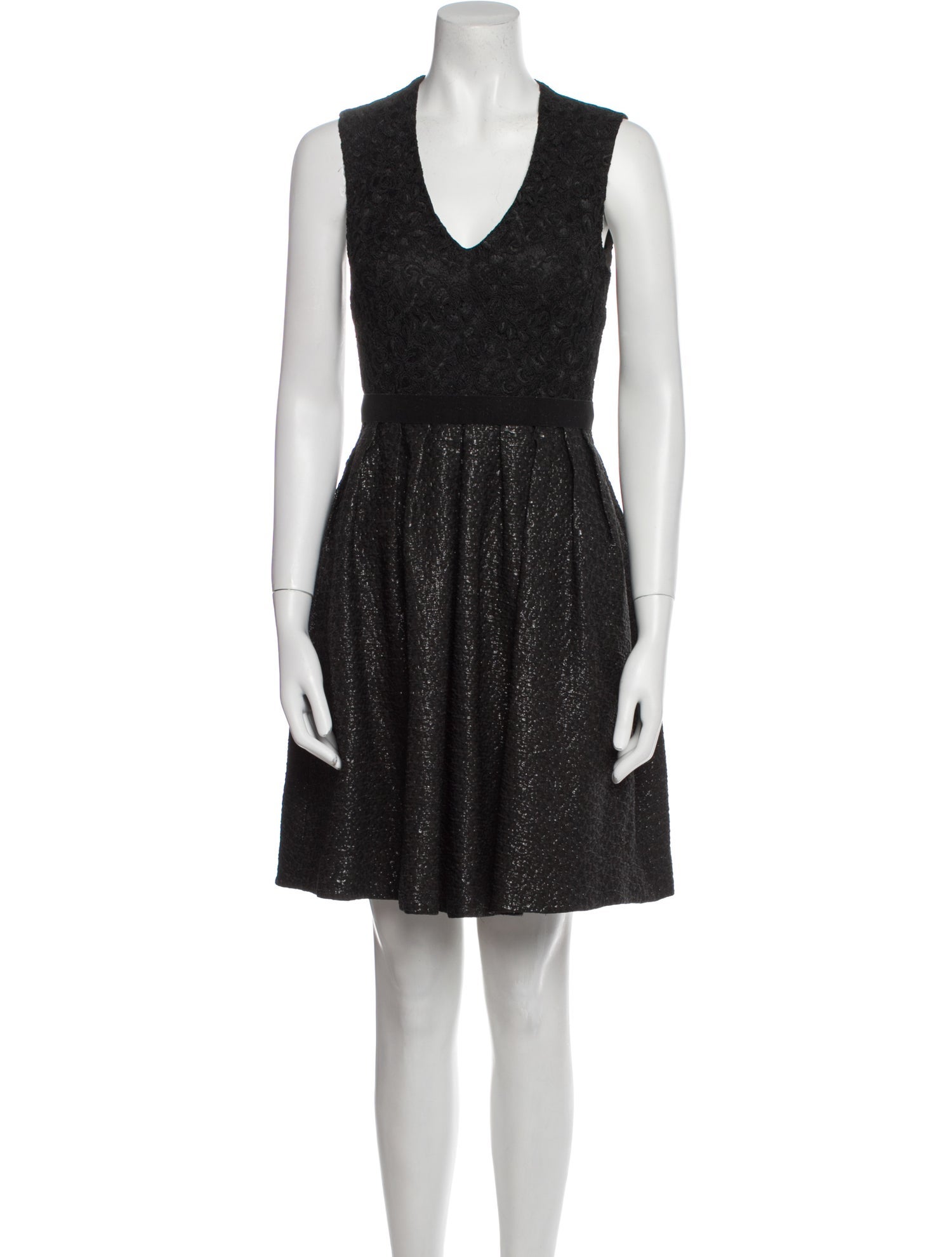 Monique Lhuillier V-Neck Knee-Length Dress