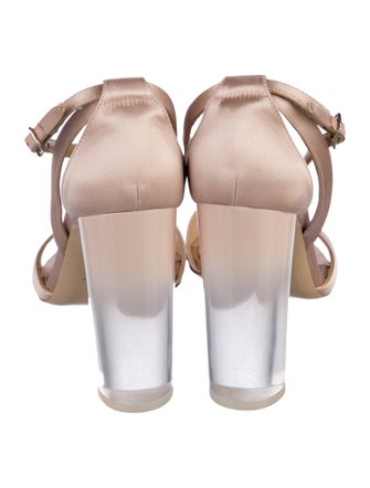 Monique Lhuillier Satin Cutout Accent Sandals