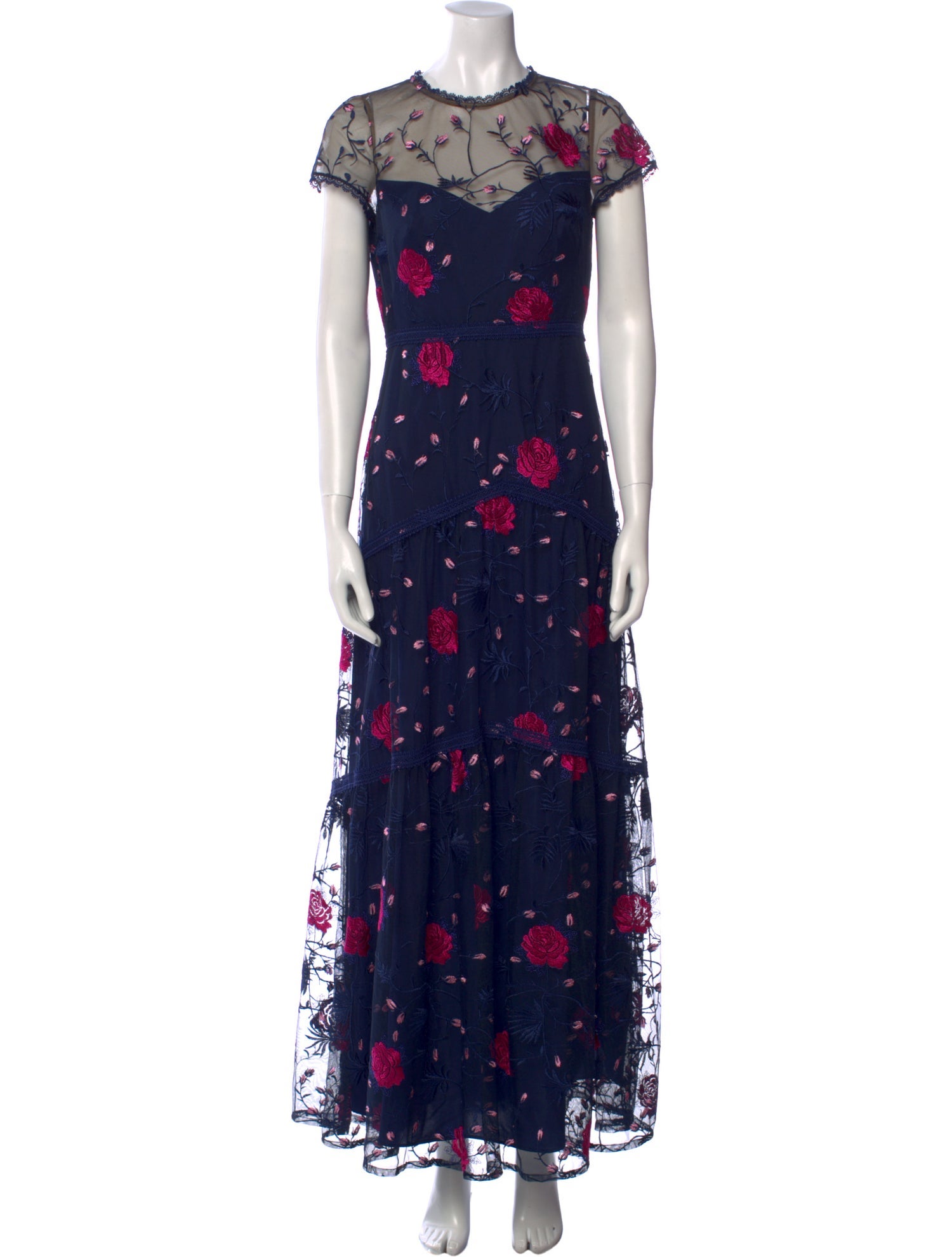 Monique Lhuillier Floral Print Long Dress