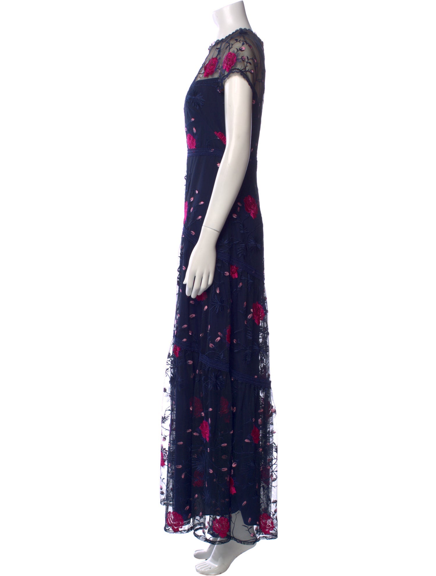 Monique Lhuillier Floral Print Long Dress