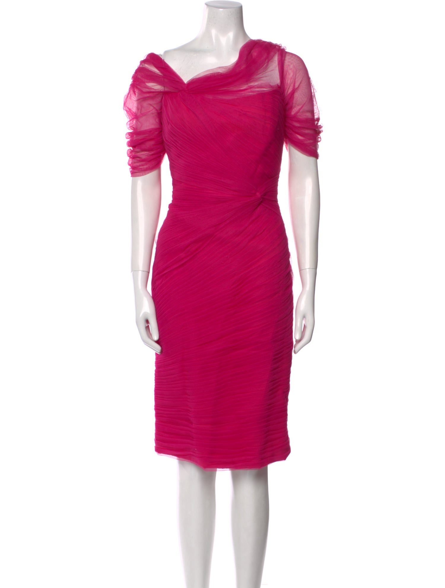 Monique Lhuillier Cowl Neck Midi Length Dress