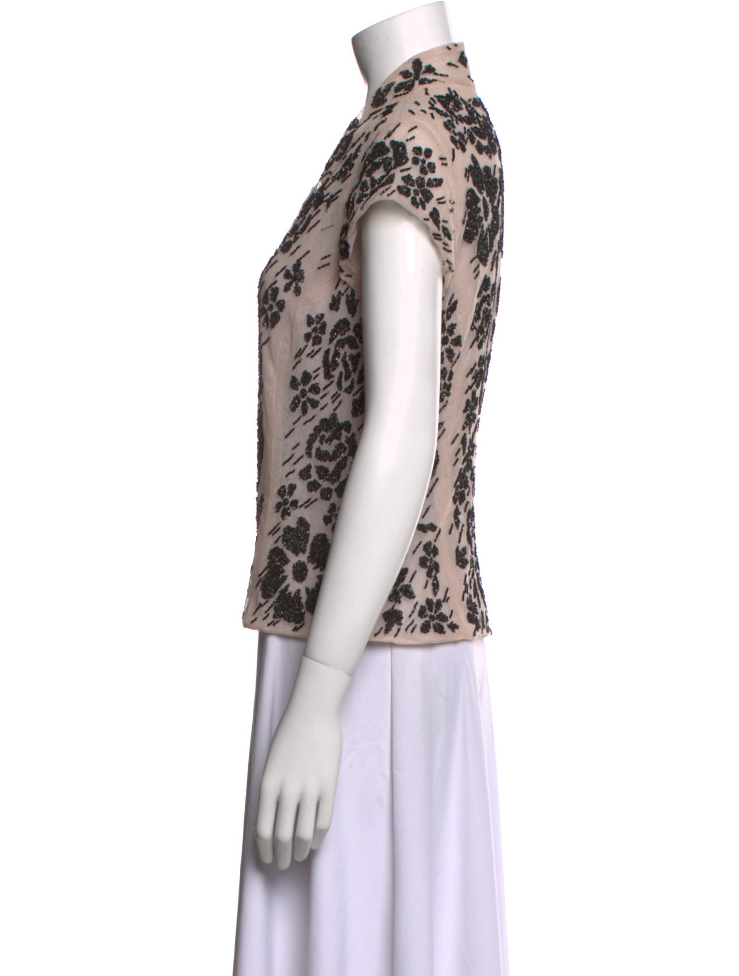 Monique Lhuillier Printed V-Neck Blouse