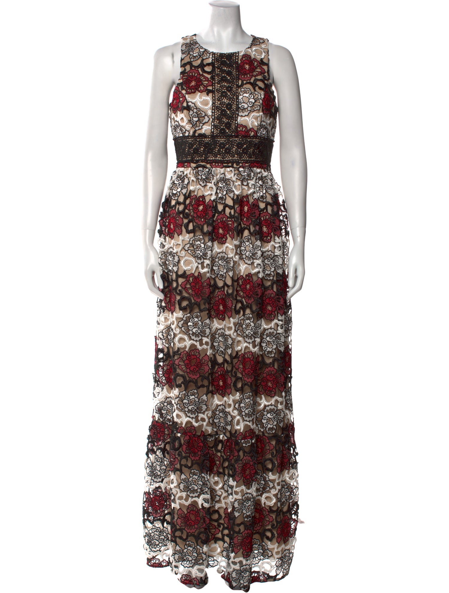 Monique Lhuillier Lace Pattern Long Dress
