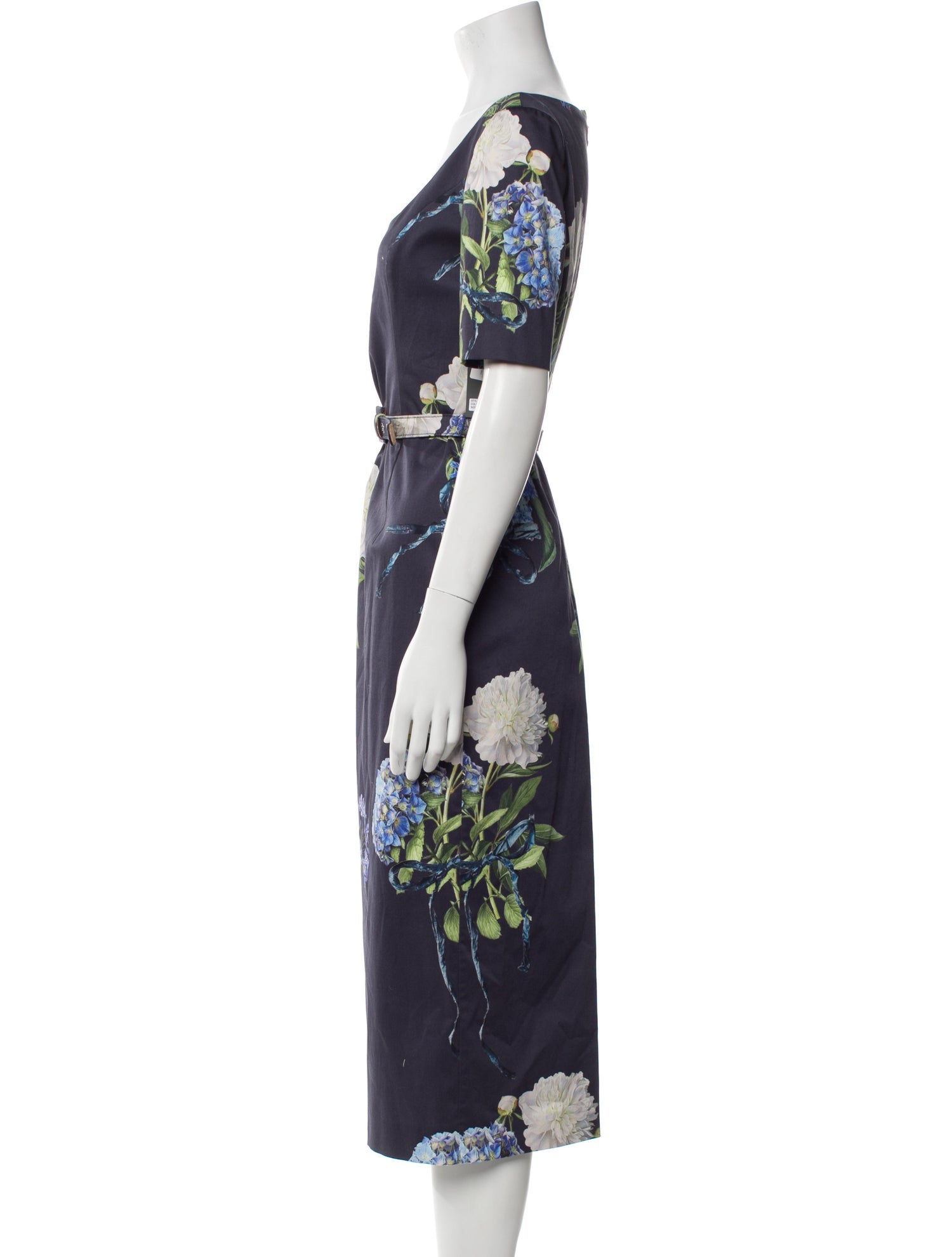 Monique Lhuillier Floral Print Midi Length Dress