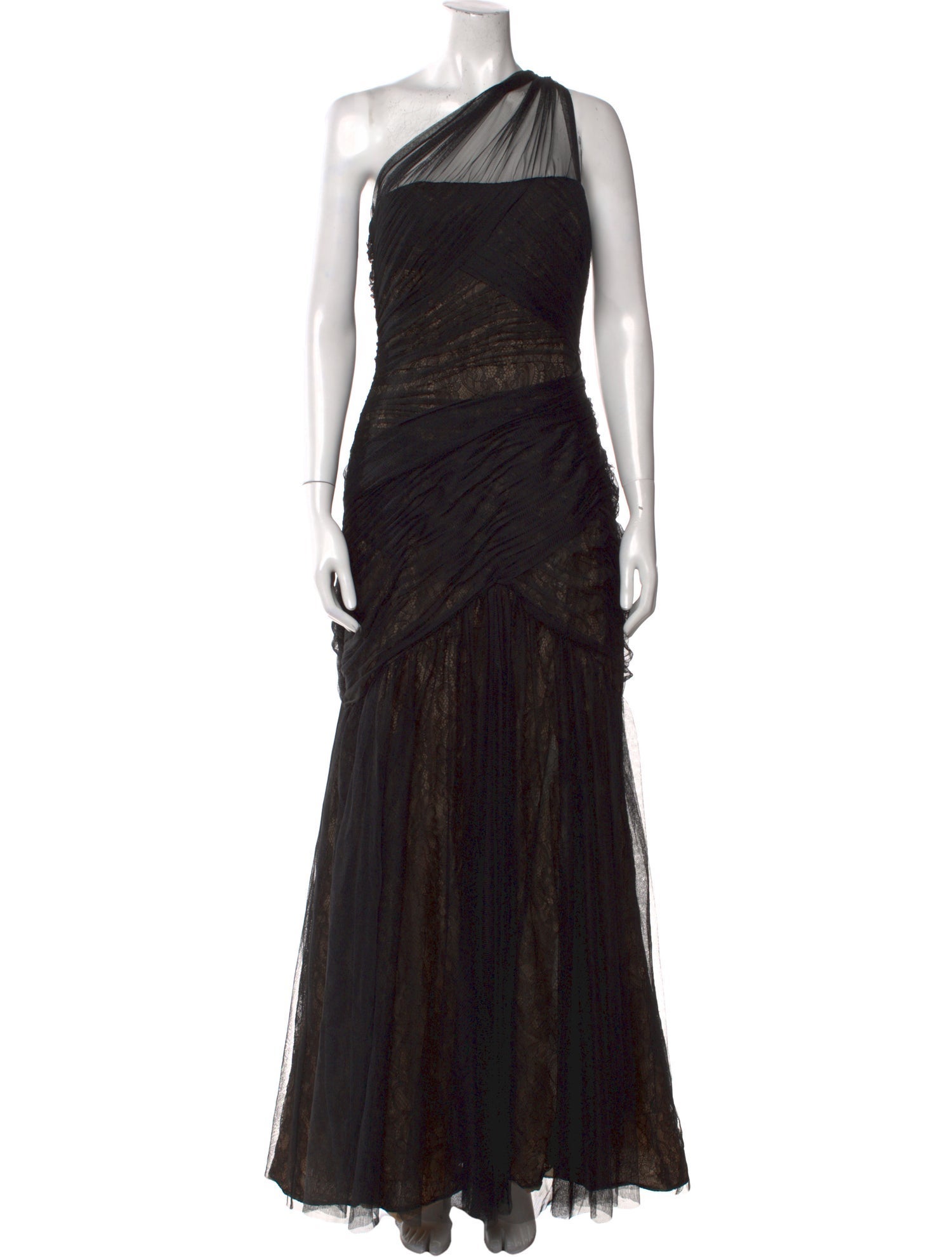 Monique Lhuillier Mesh Long Dress