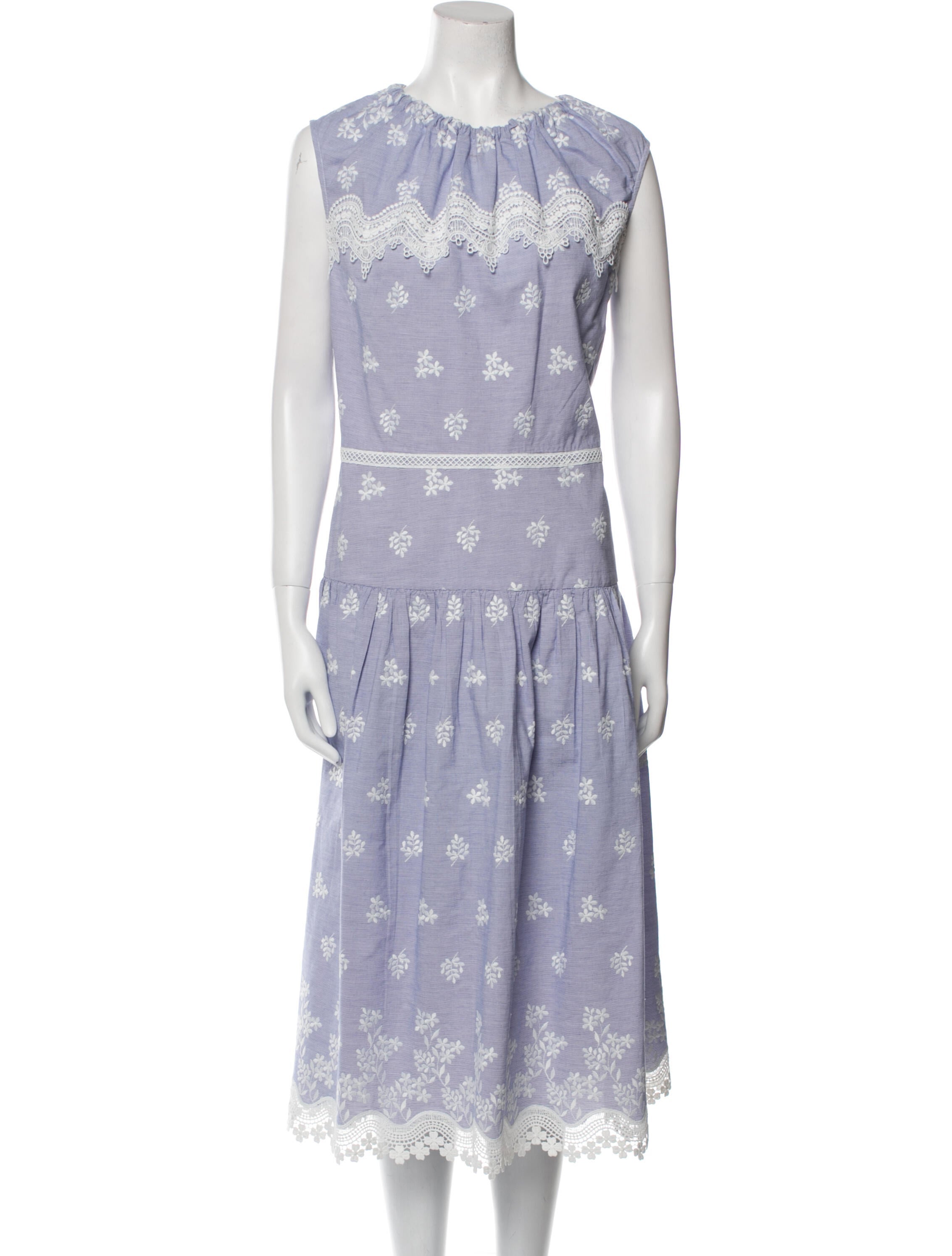 Monique Lhuillier Floral Print Midi Length Dress