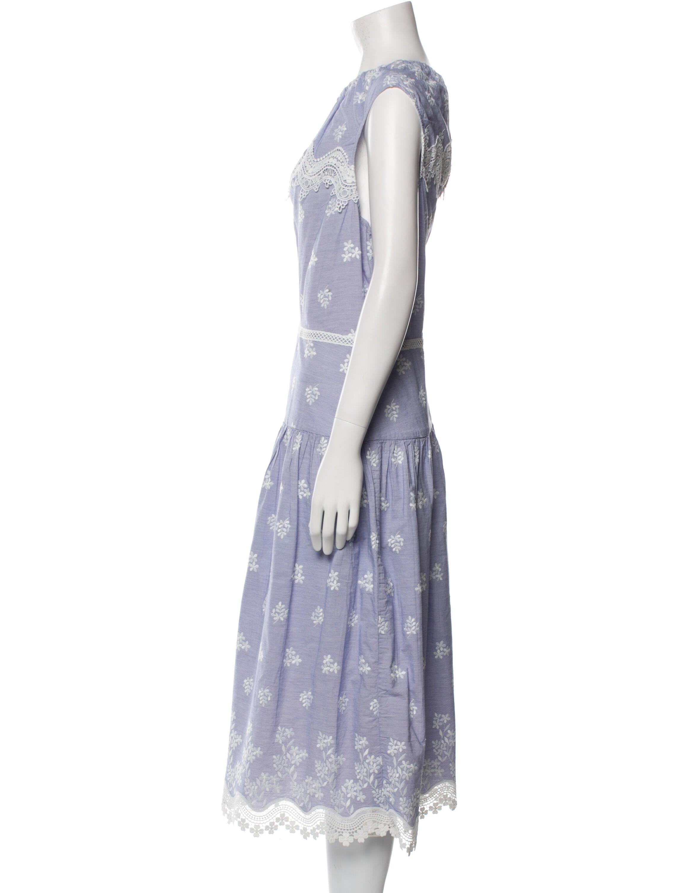 Monique Lhuillier Floral Print Midi Length Dress