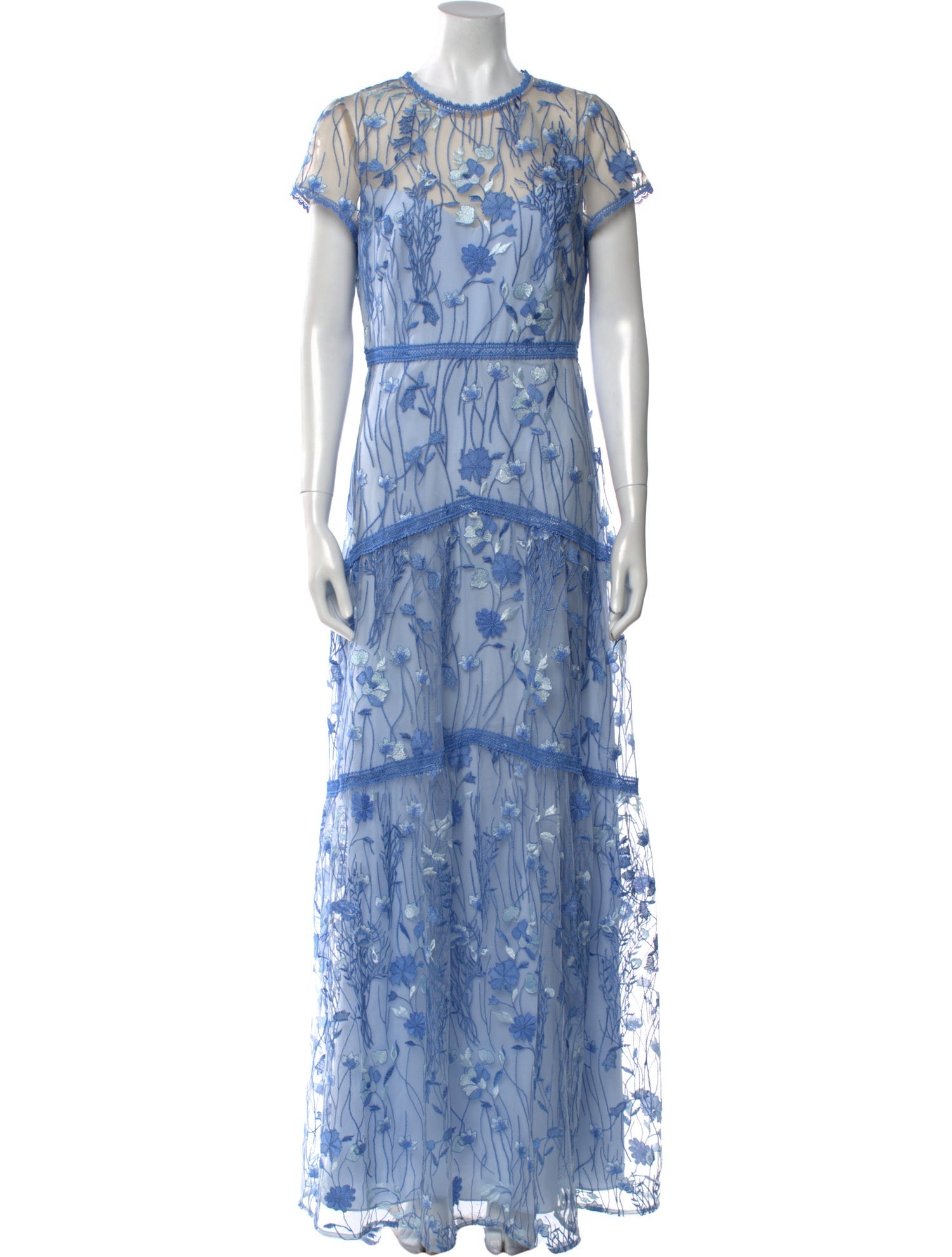 Monique Lhuillier Lace Pattern Long Dress