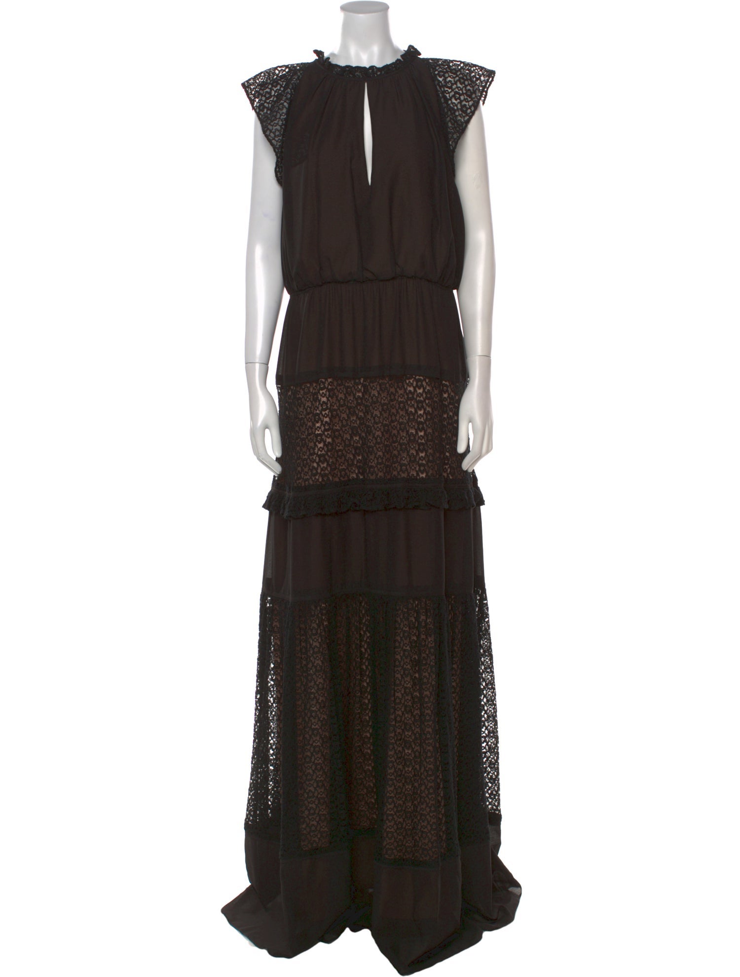 Monique Lhuillier Crew Neck Long Dress
