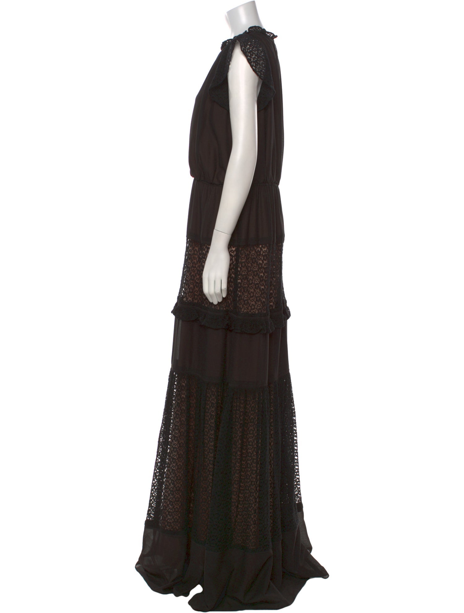 Monique Lhuillier Crew Neck Long Dress
