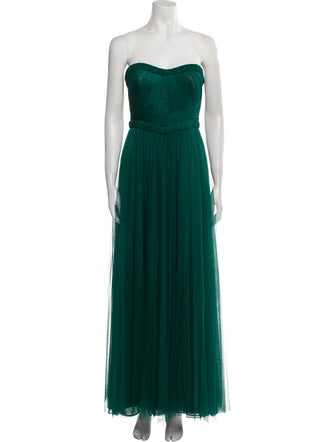 Monique Lhuillier Strapless Long Dress
