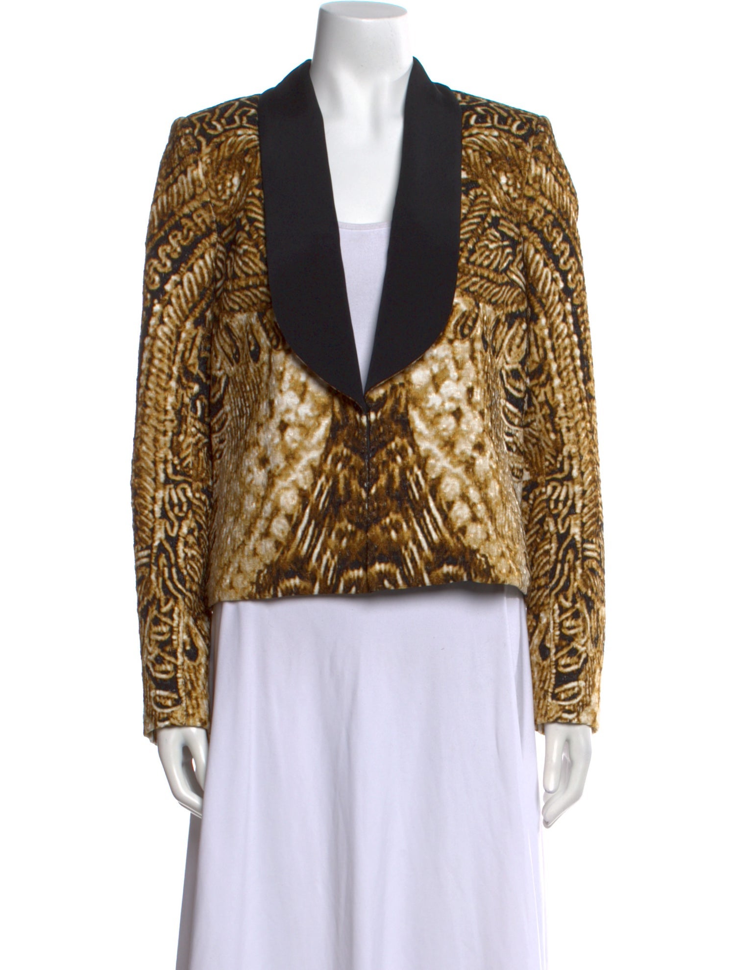 Monique Lhuillier Silk Animal Print Blazer