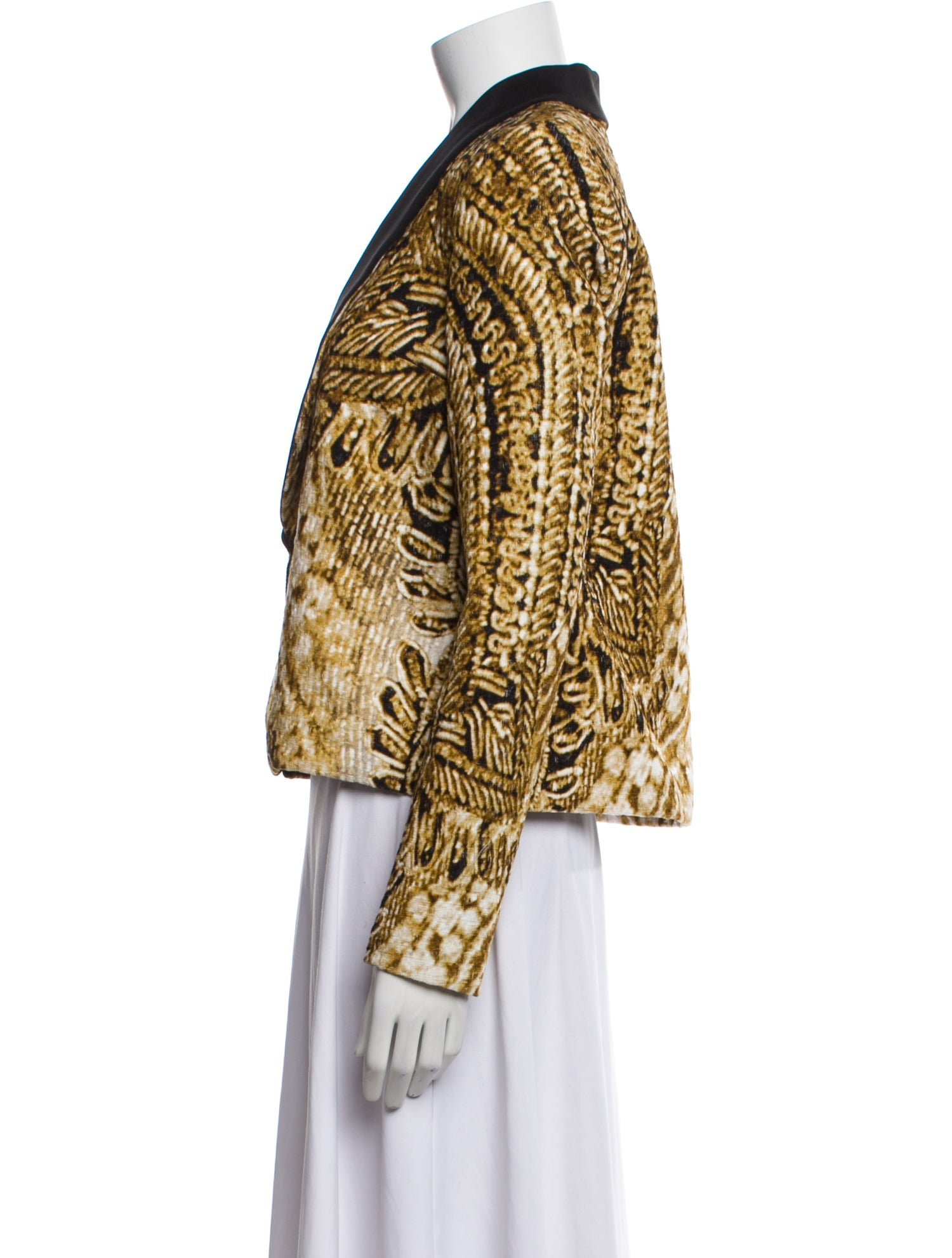 Monique Lhuillier Silk Animal Print Blazer