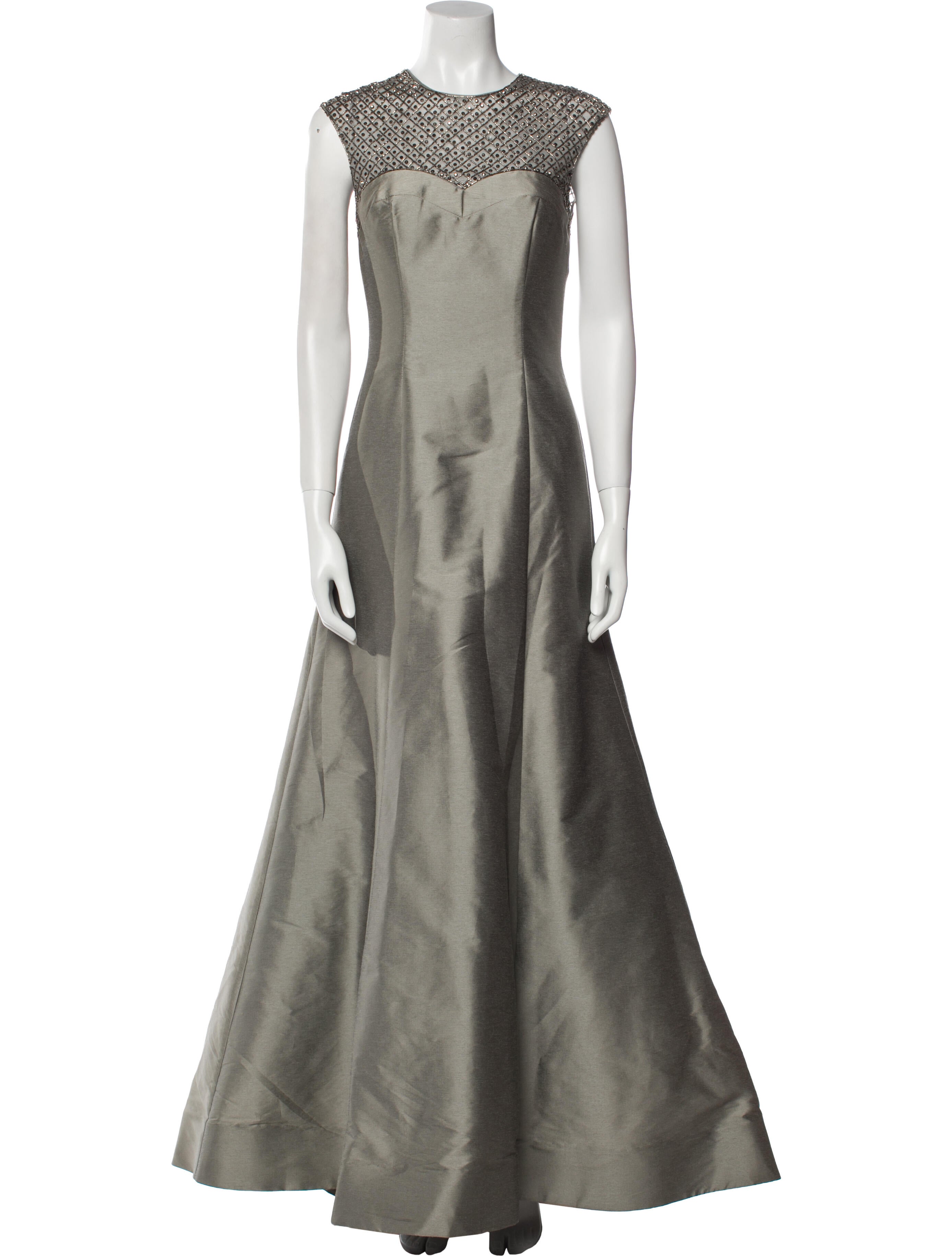 Monique Lhuillier Crew Neck Long Dress