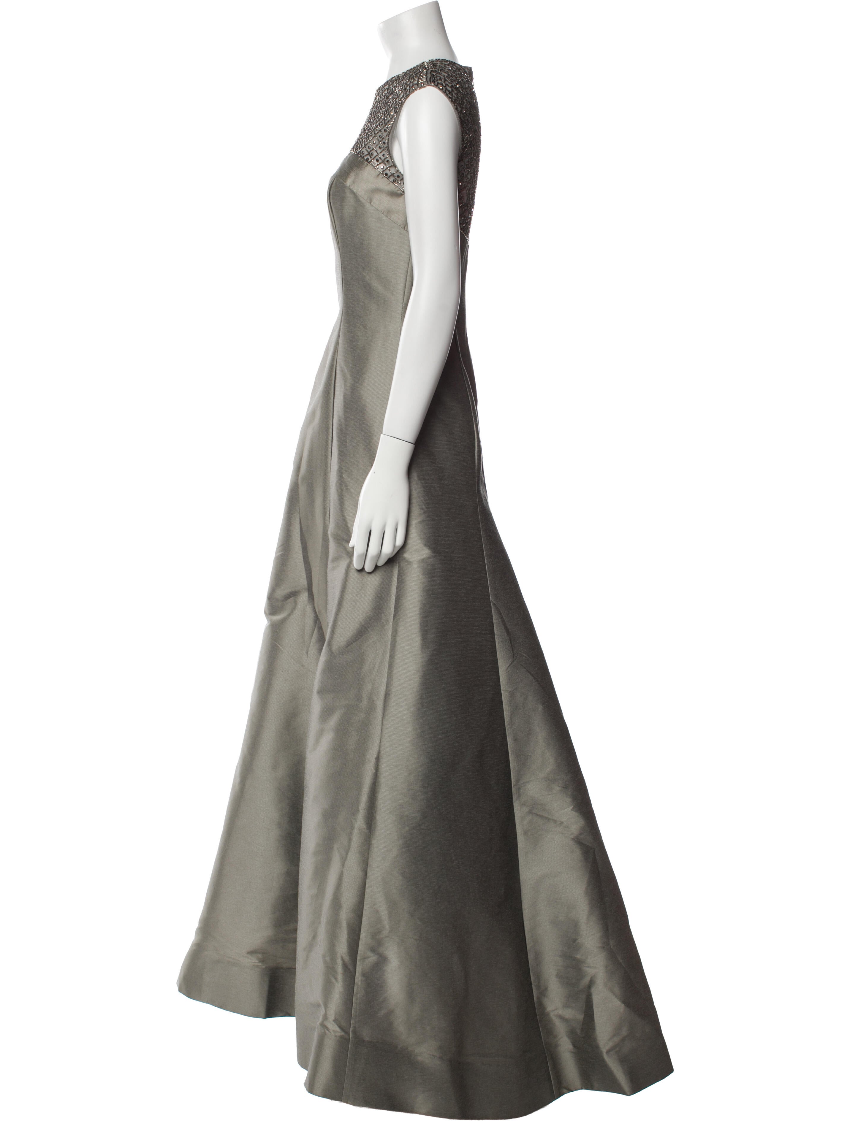 Monique Lhuillier Crew Neck Long Dress