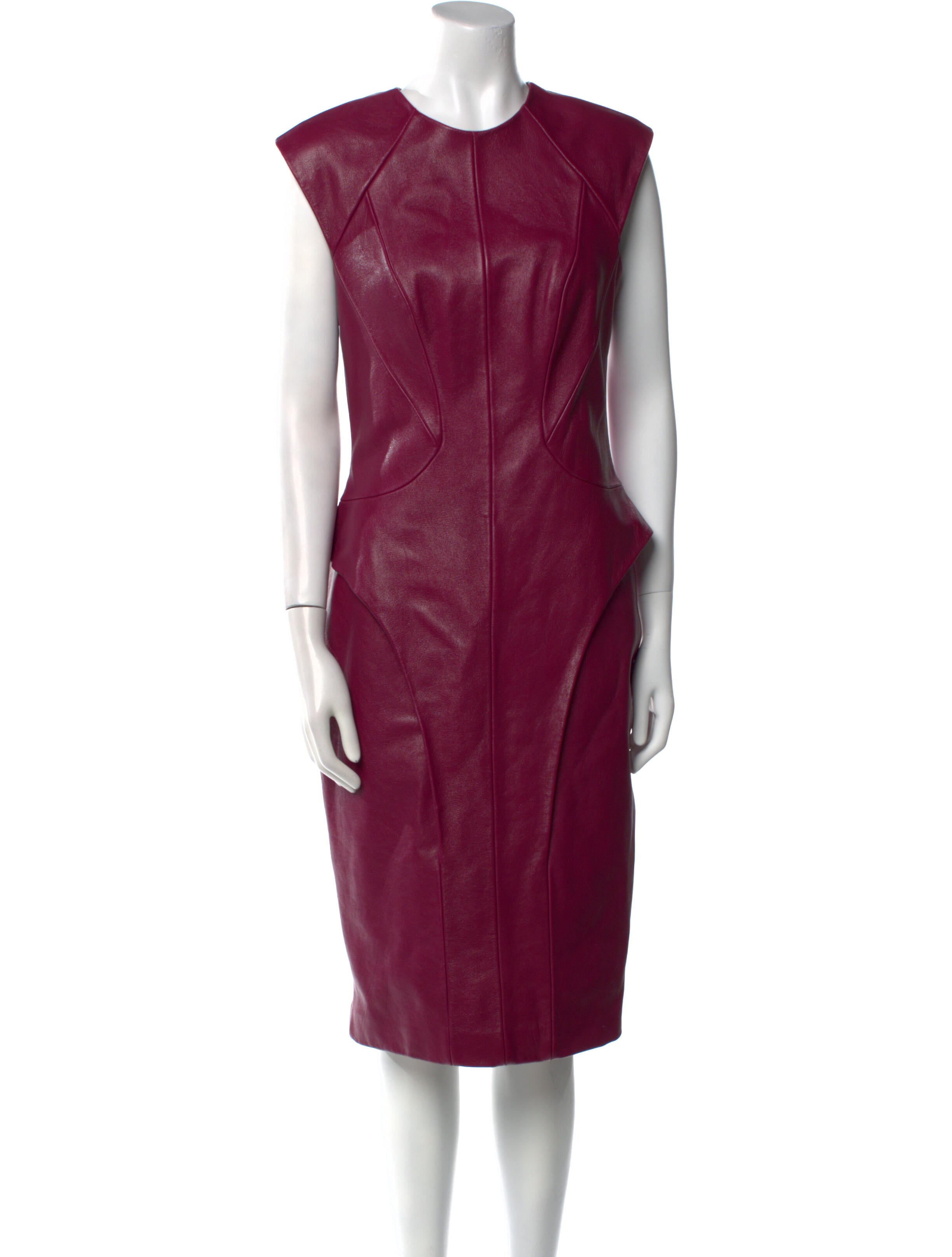 Monique Lhuillier Leather Midi Length Dress