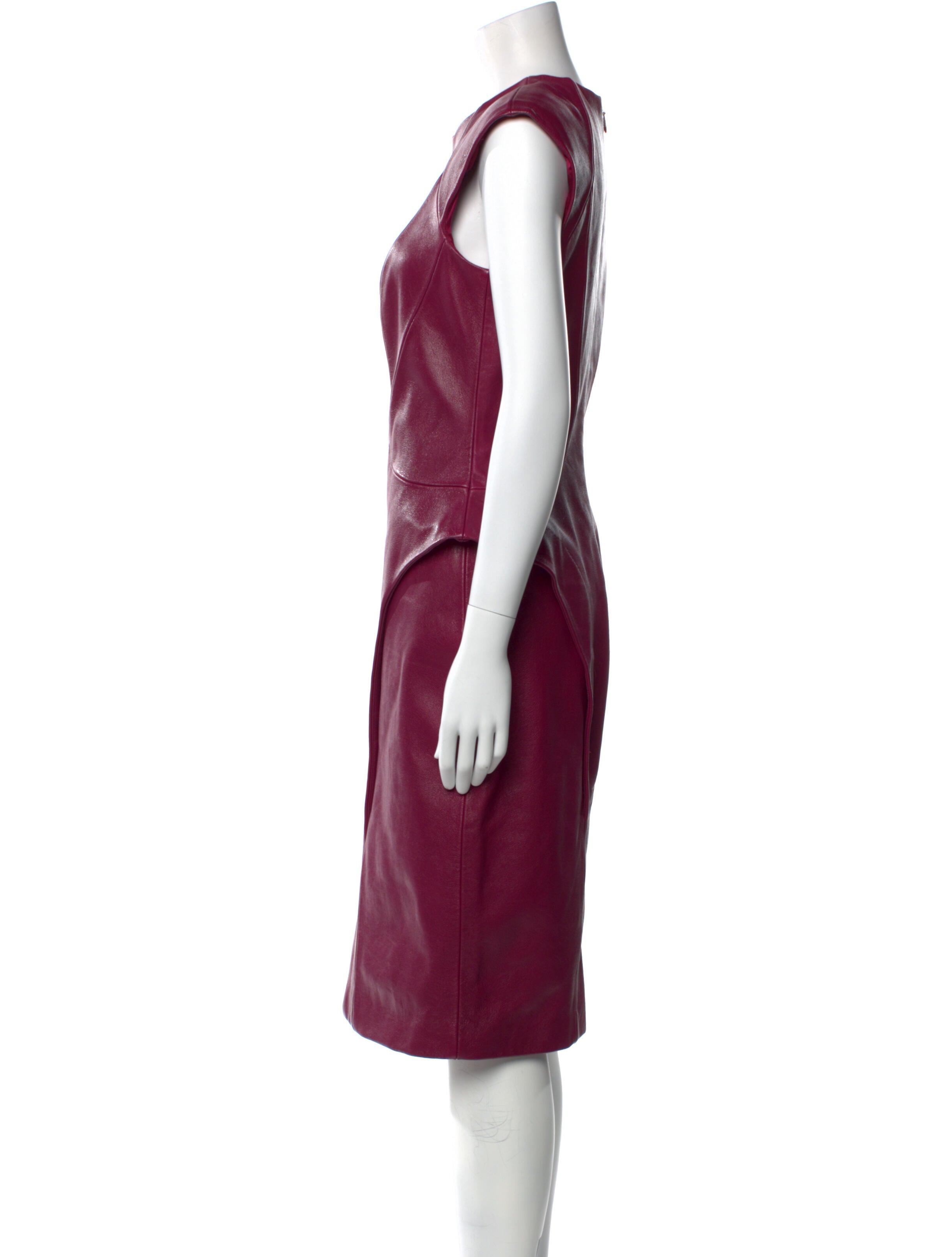 Monique Lhuillier Leather Midi Length Dress