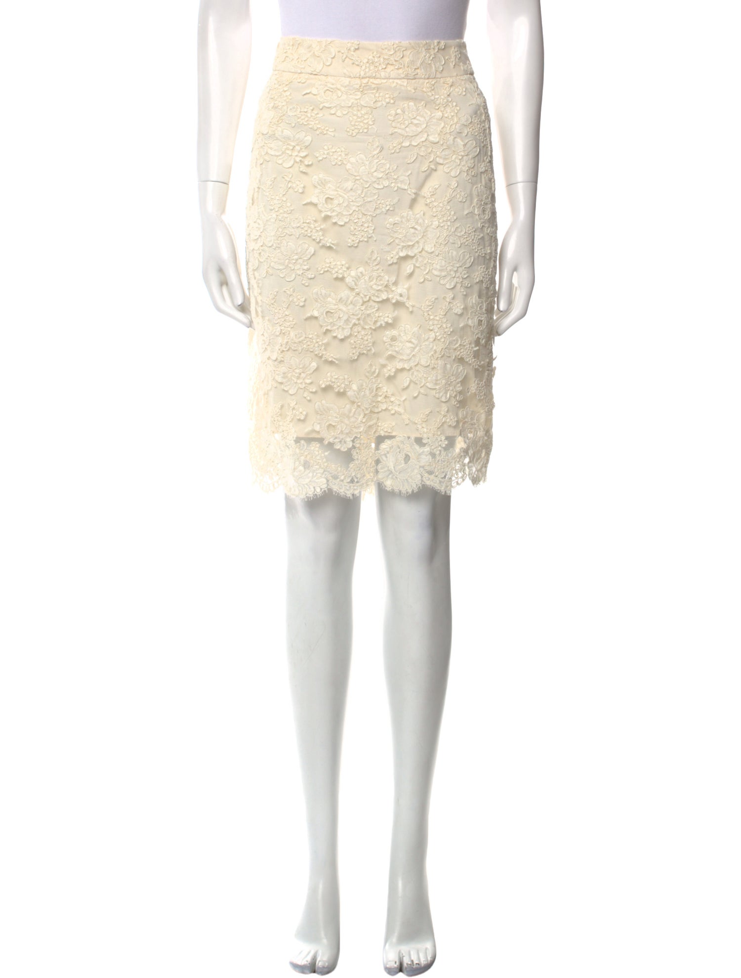 Monique Lhuillier Lace Pattern Knee-Length Skirt